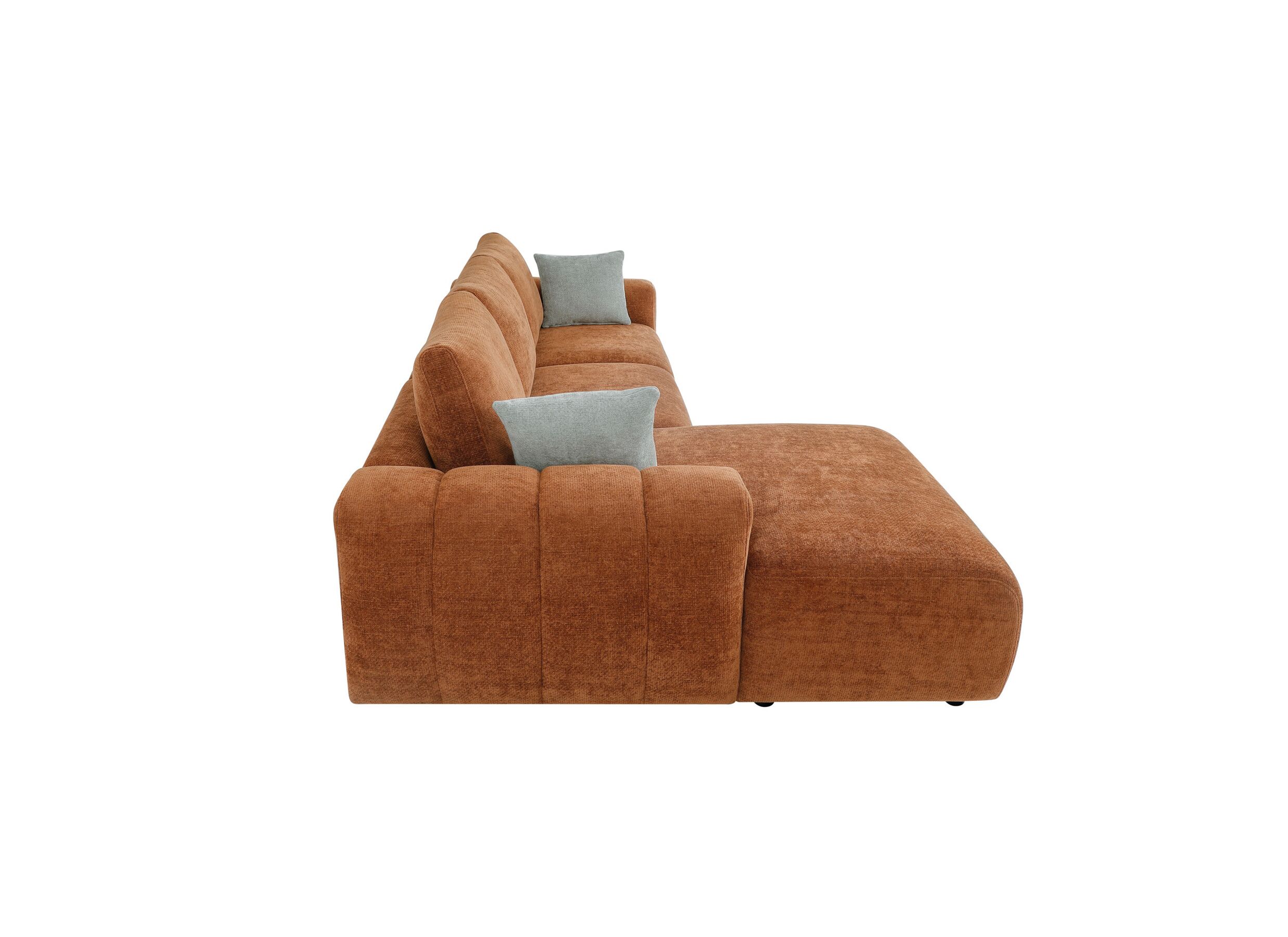 Aperçu - Canapé d'angle Mandarin 315x165cm - chenille - orange