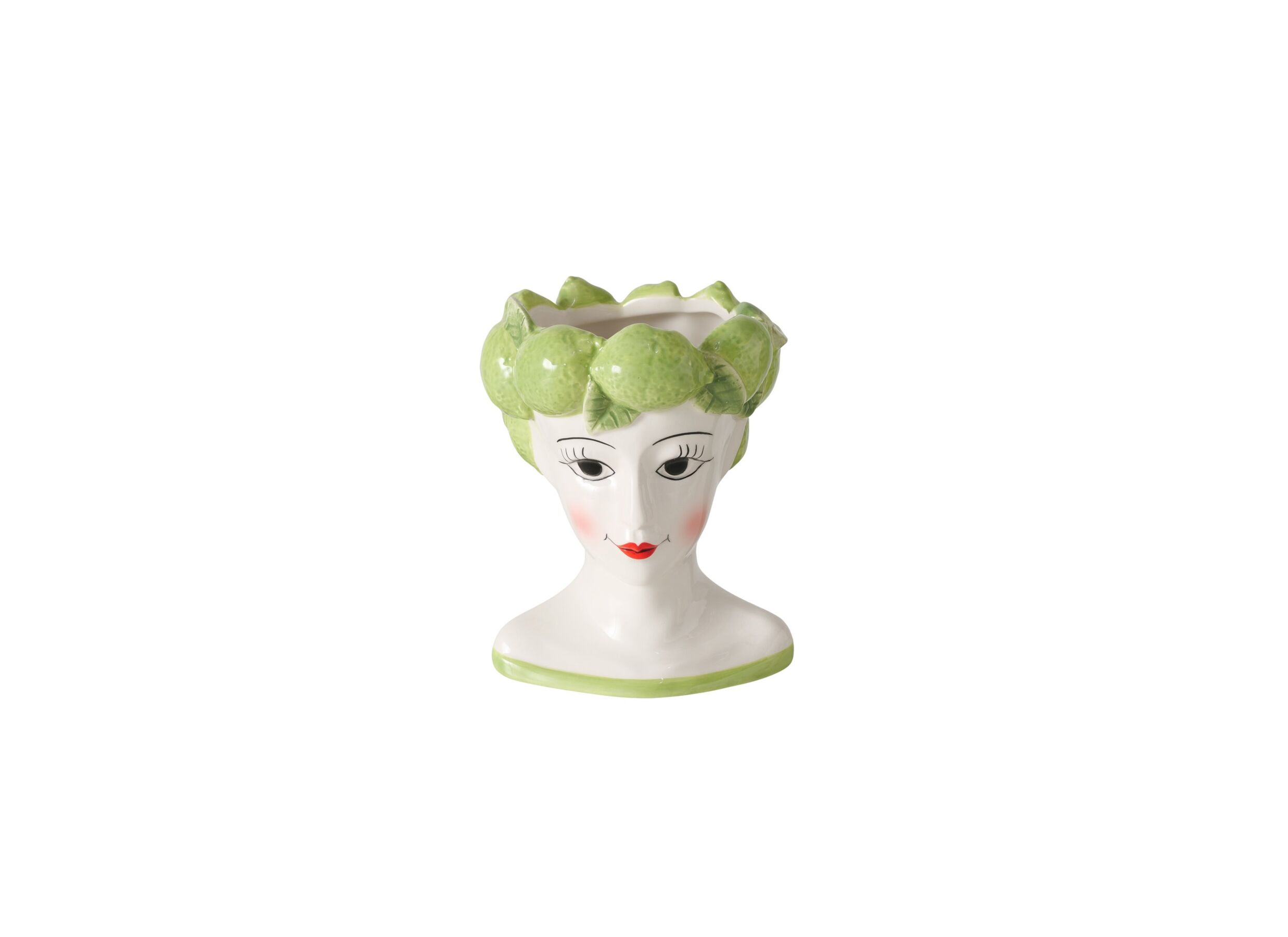 Bloempot Limoen H16cm - keramiek - wit/groen - Cache-pot Citron Vert H16cm - céramique - blanc/vert