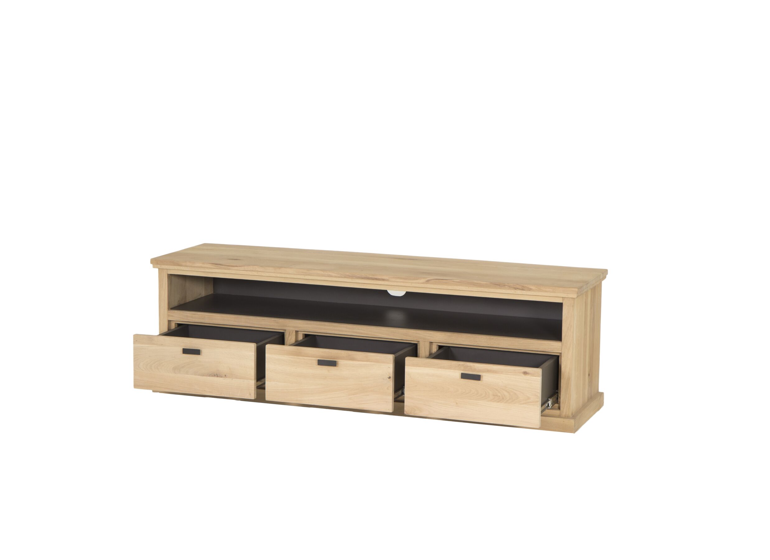 Meuble TV Grimaldi 160cm - chêne massif & décor - naturel