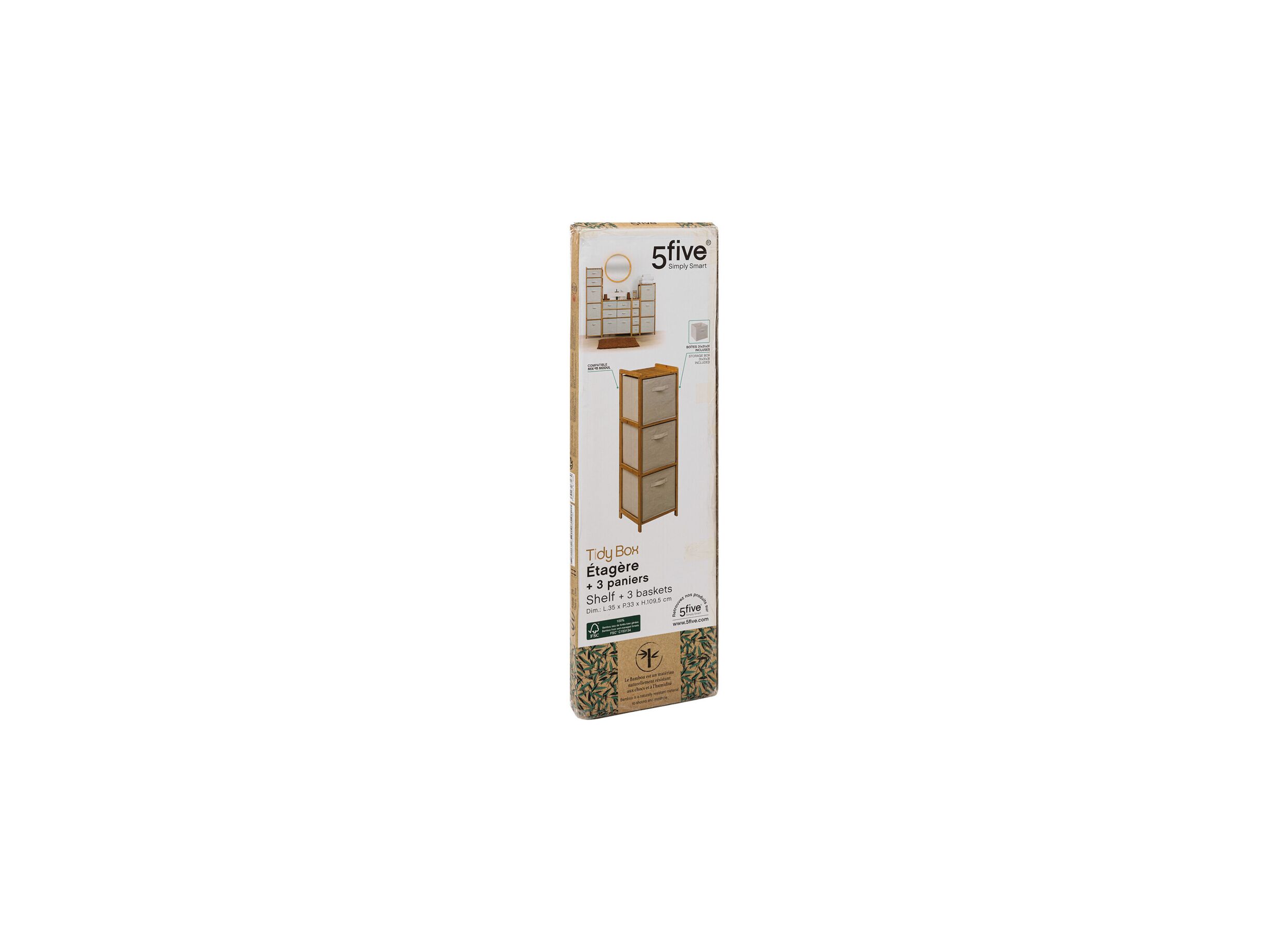 Ladekast Tidy 33x35x109,5cm - bamboe - naturel