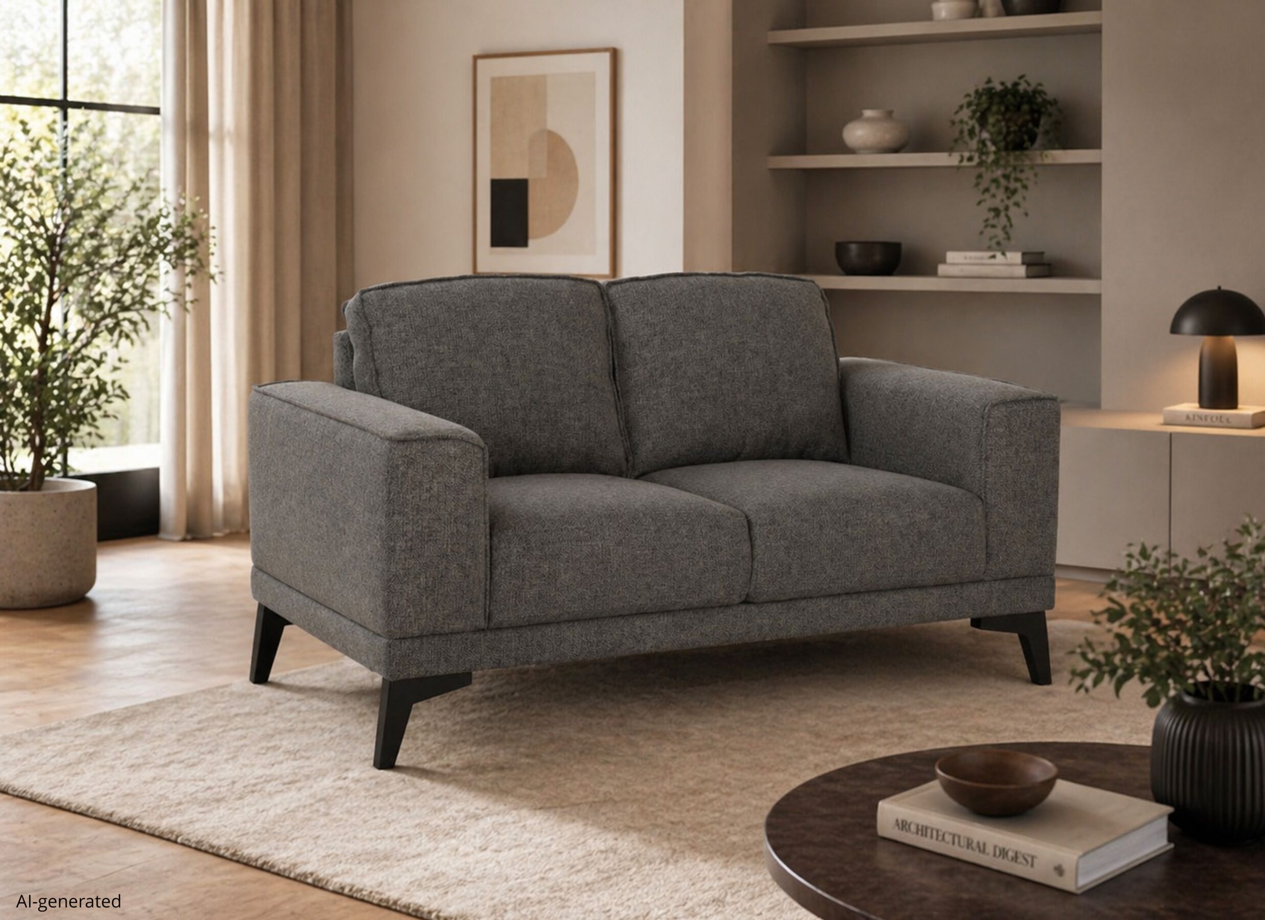 AI Generated - Canapé Colt 2 places - tissu - gris