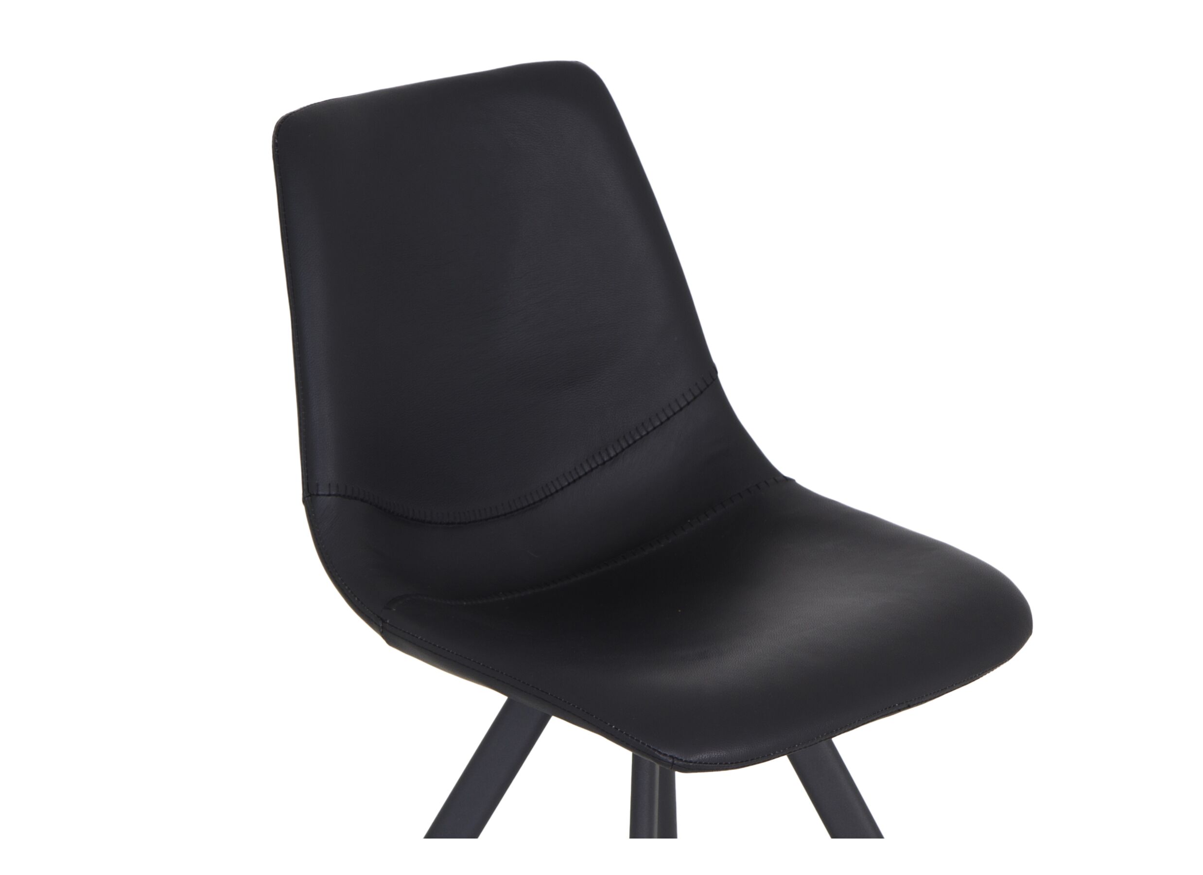 Chaise coque Pokerface 47x57x83cm - cuir de vachette - noir