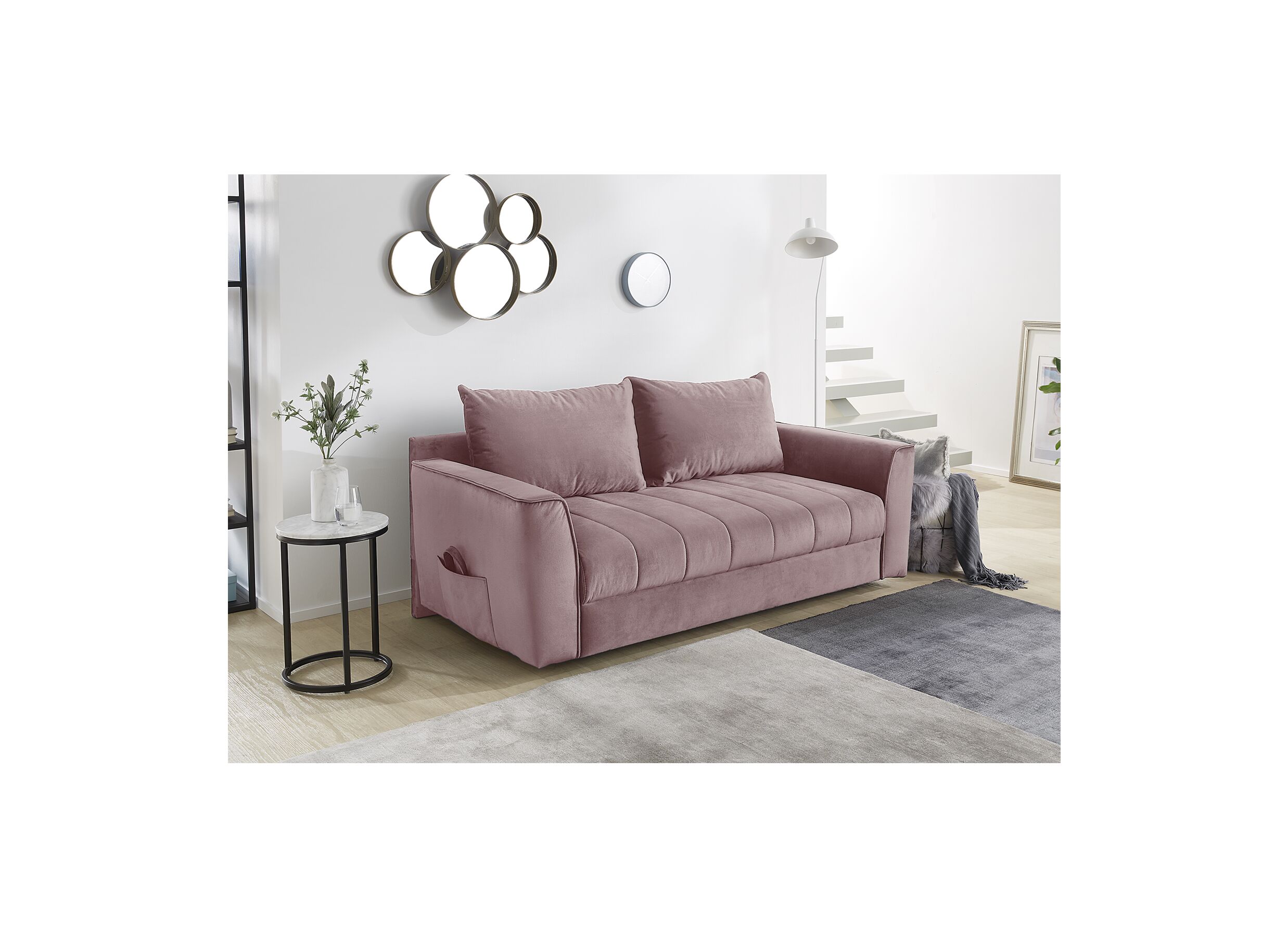 Zetelbed Rick 2-zit - stof - roze