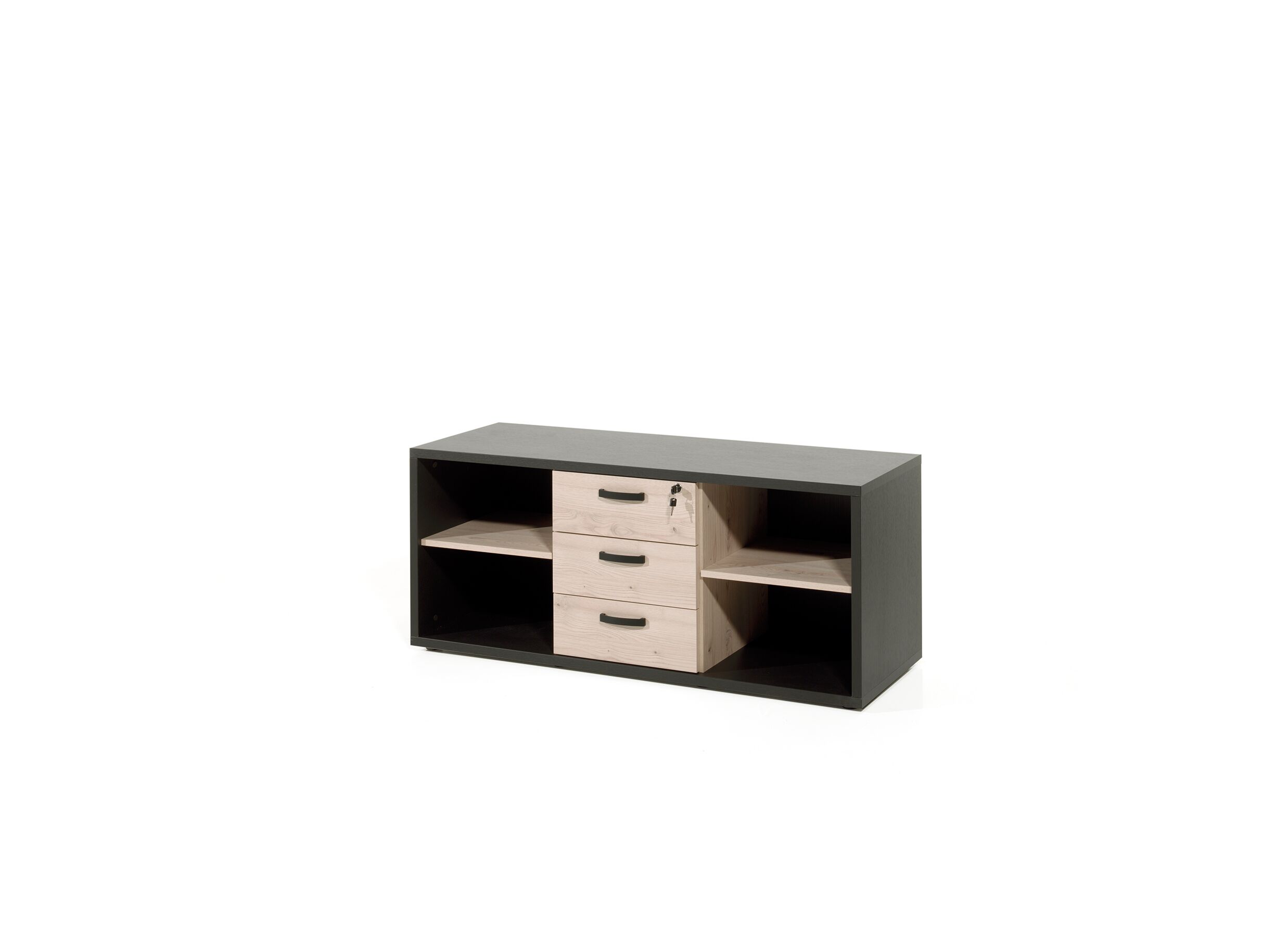 Bibliothèque Capo 2 144x48x61cm - mélamine - châtaigne & noir