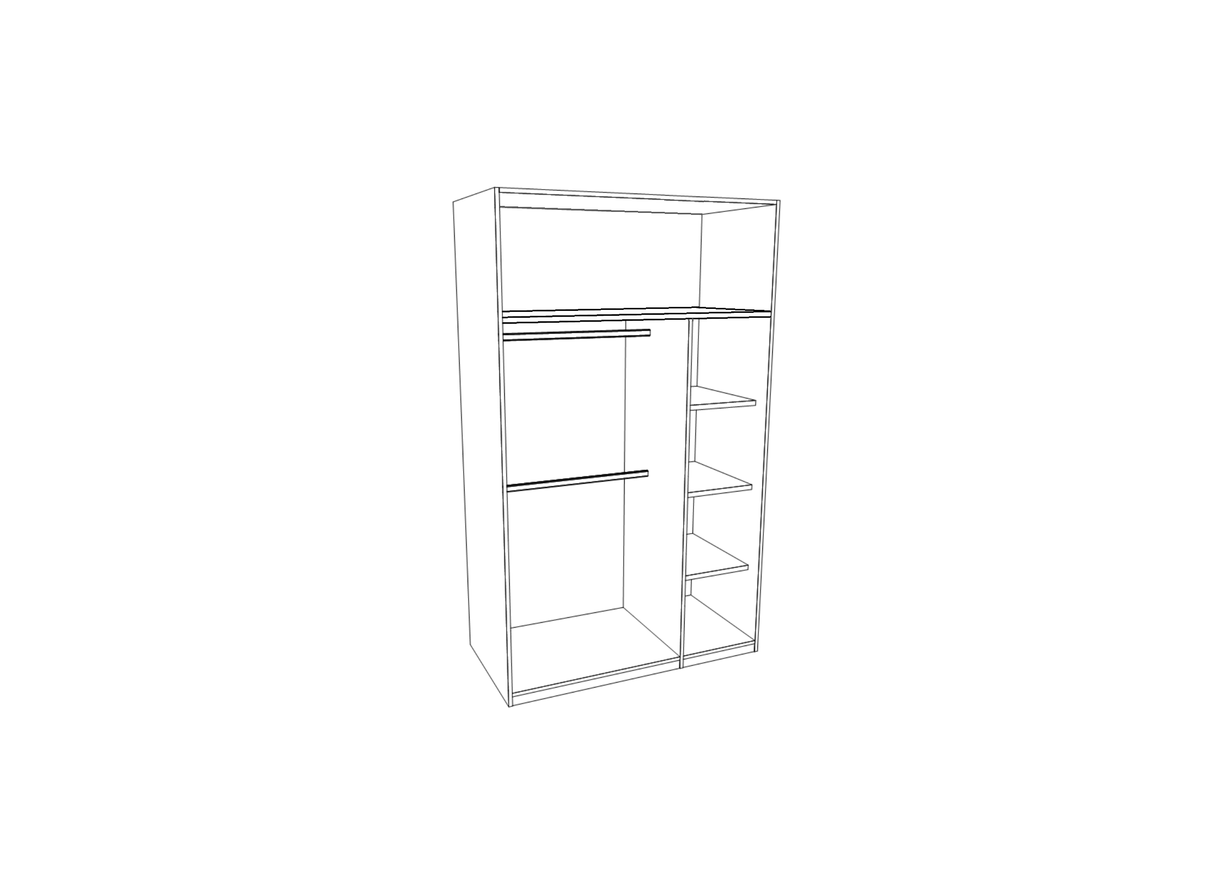 Disposition - Garde-robe Hilja 130cm - décor - oak chalk/blanc