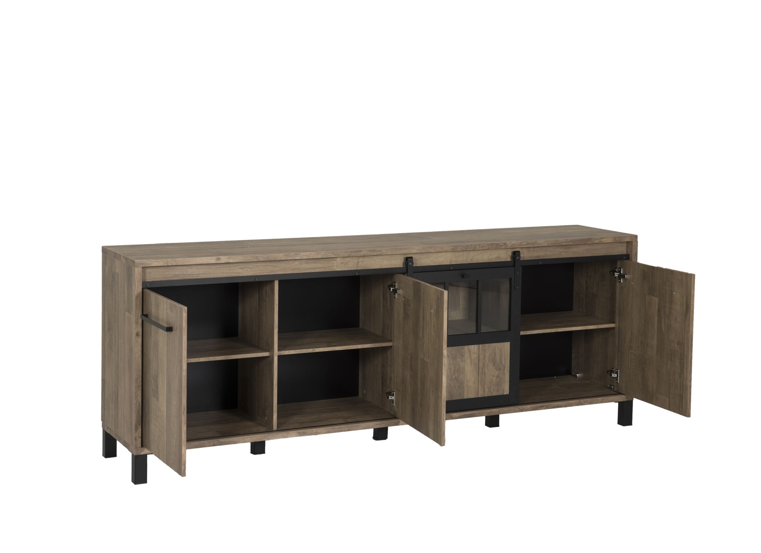 Disposition - Buffet 238cm - film décoratif - old teak & matt black