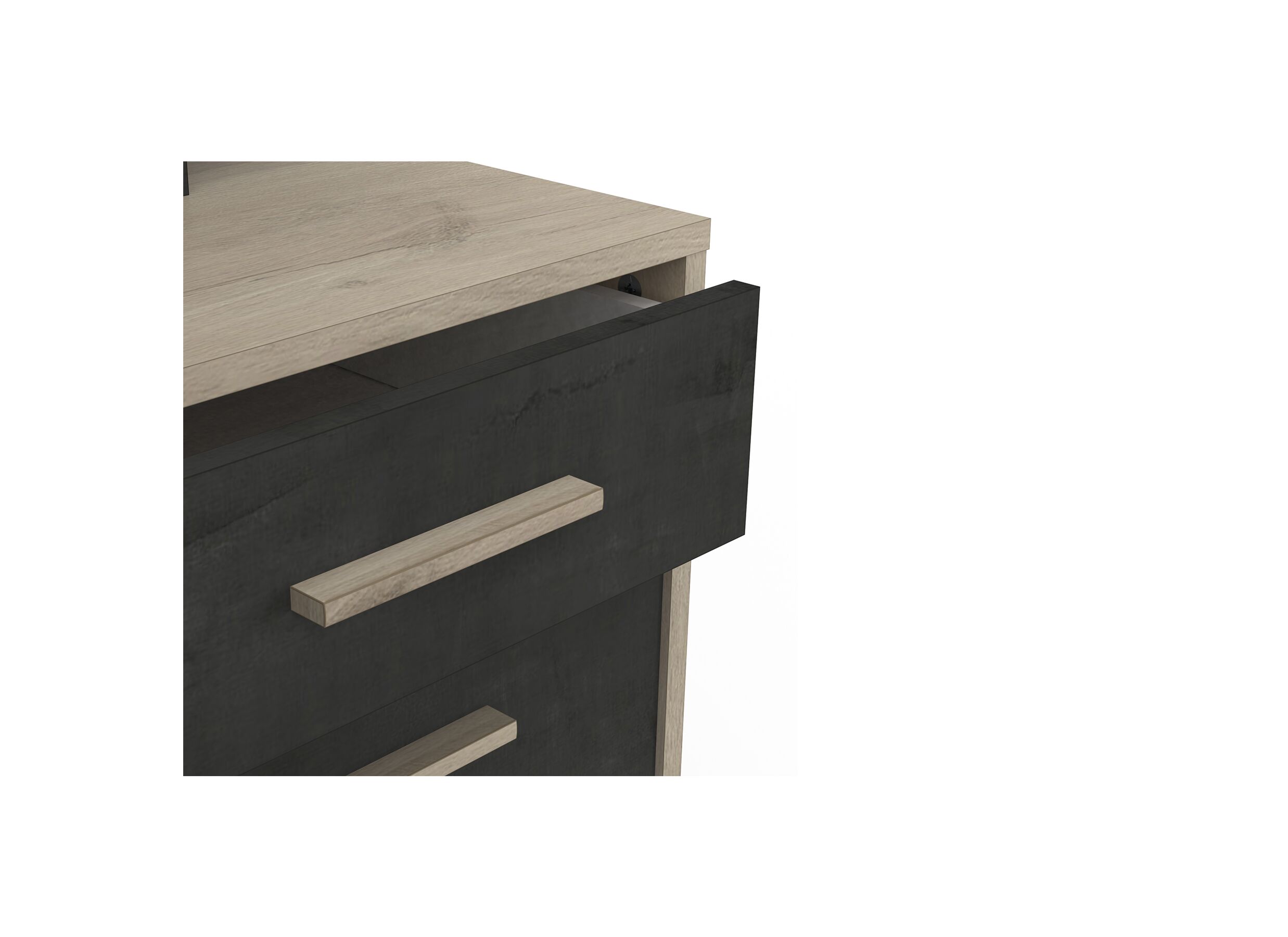 Hoekbureau Malicia 122x116x120cm - meubelplaat - zwart/eik