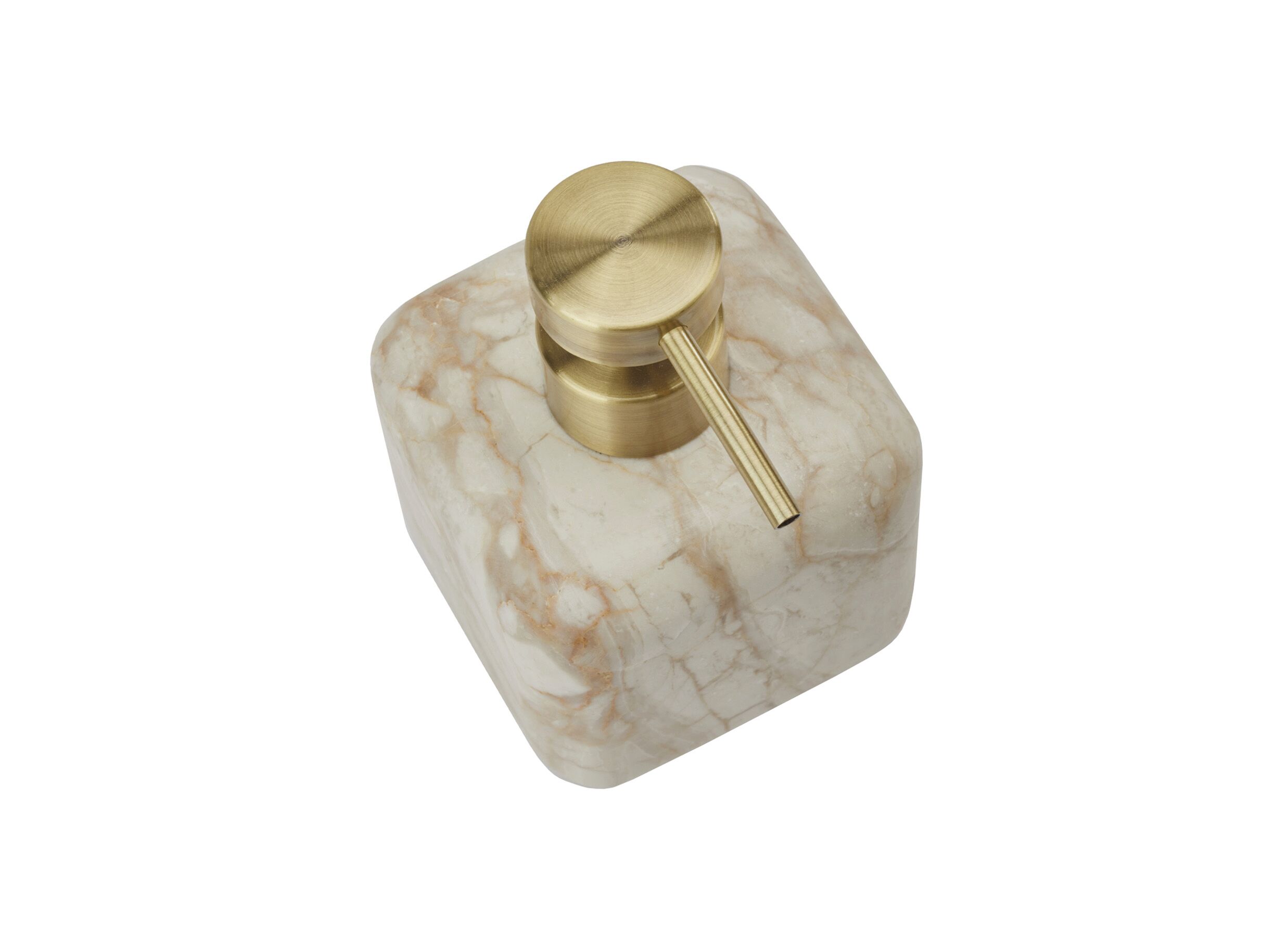 Aperçu - Distributeur de savon Blake 8x8x13cm - pierre naturelle - sable et or