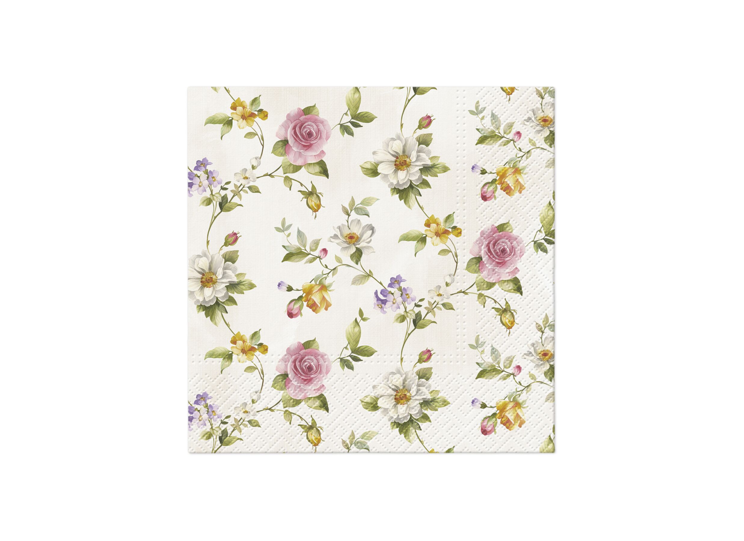 Serviette Tender roses 33x33cm - papier - multicolor - 20 stuks - Serviette Tender roses 33x33cm - papier - multicolor - 20 stuks