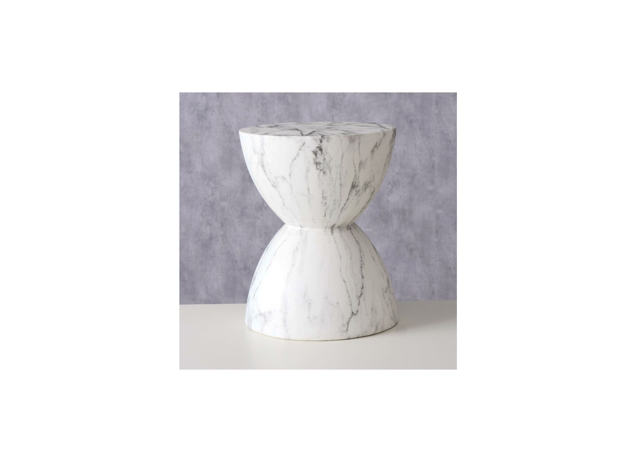 Foto ambiance - Table d'appoint Tilda Ø32cm - polystone - blanc/gris