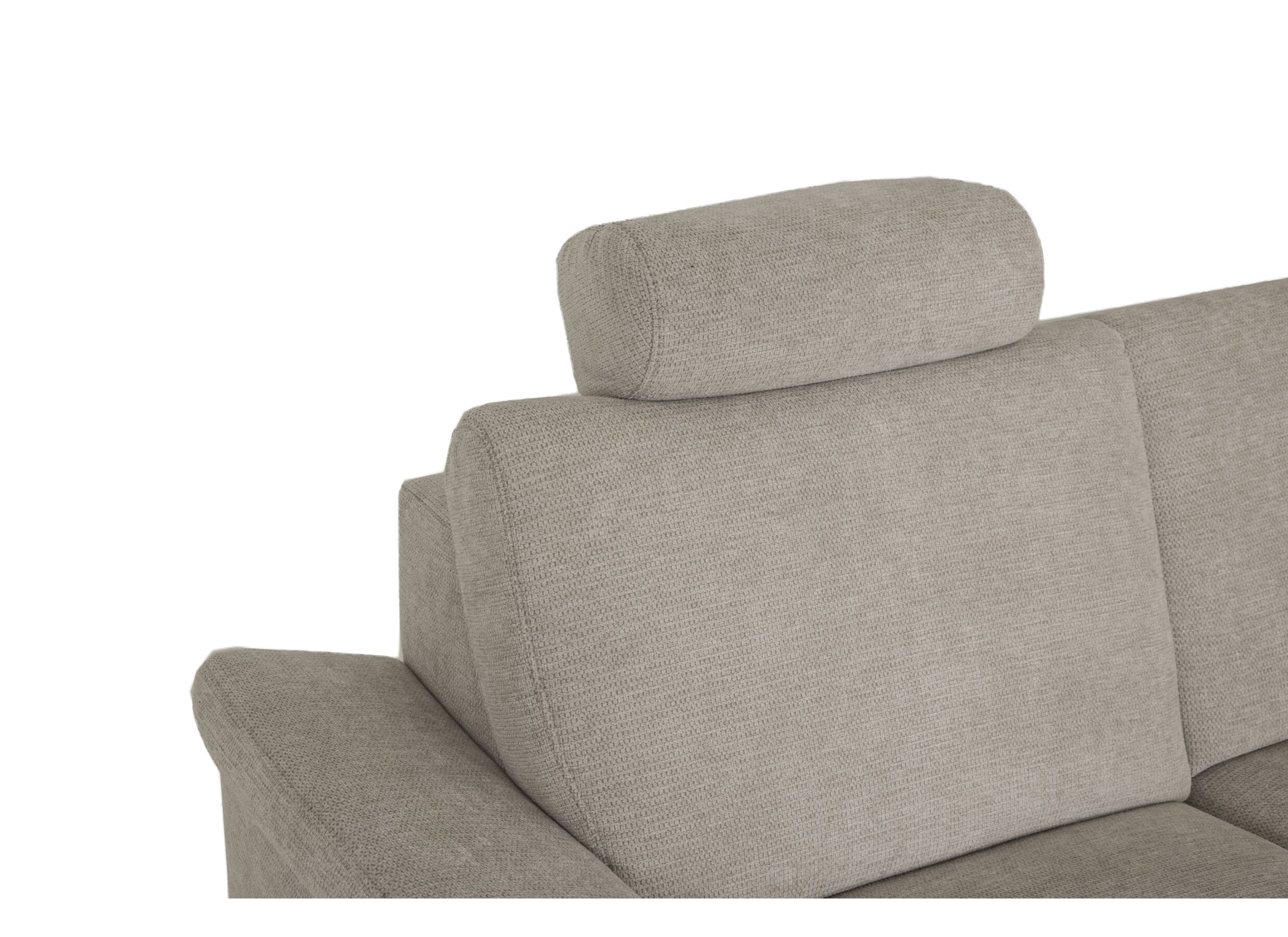Detail - Canapé d'angle Poppy 181x317x249cm - tissu - beige avec fonction relax et lit