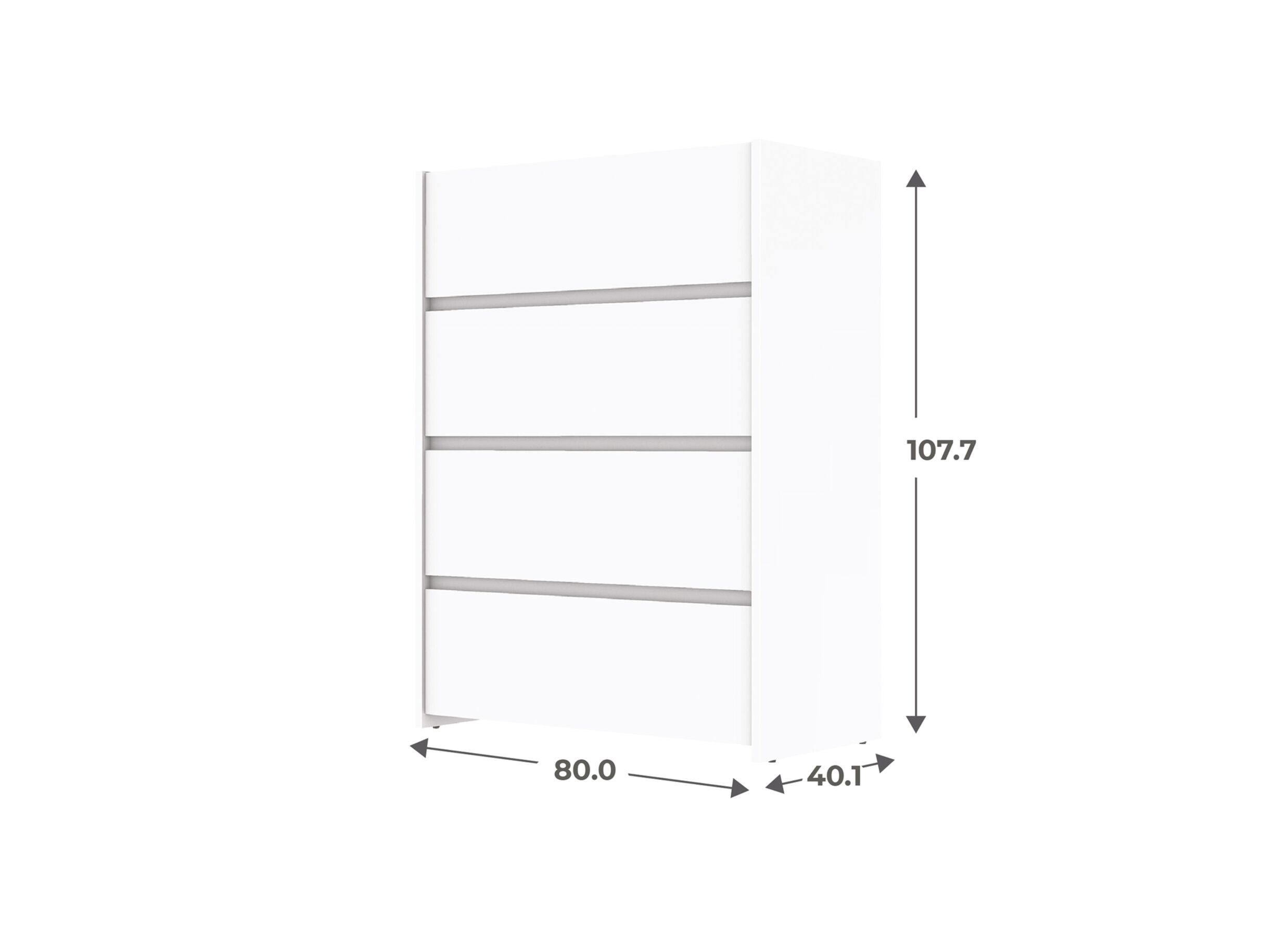Afmetingen - Ladekast Mosaik 80x40x108cm - decor - wit