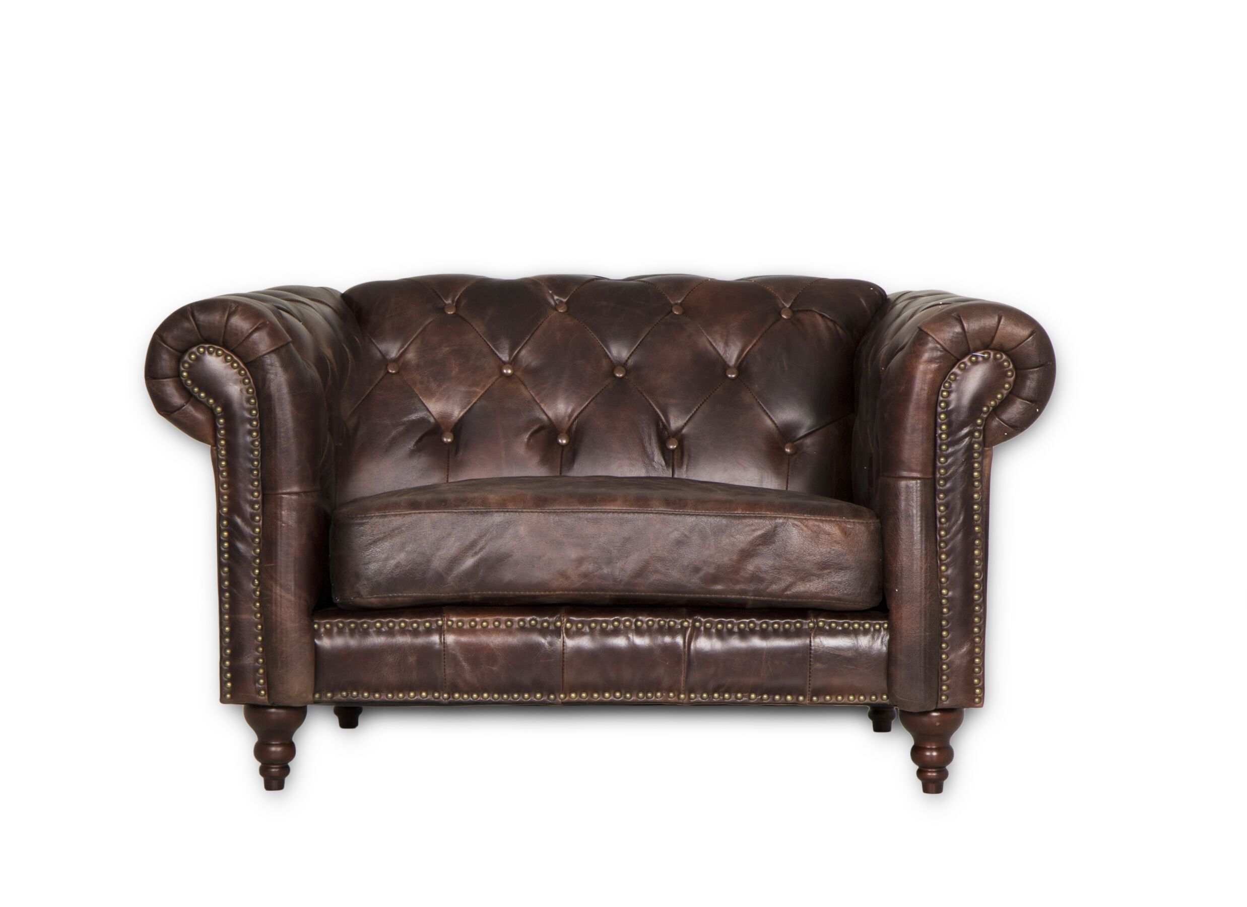 Chesterfield Stanley 1-zit leder bruin - Chesterfield Stanley 1 place cuir marron