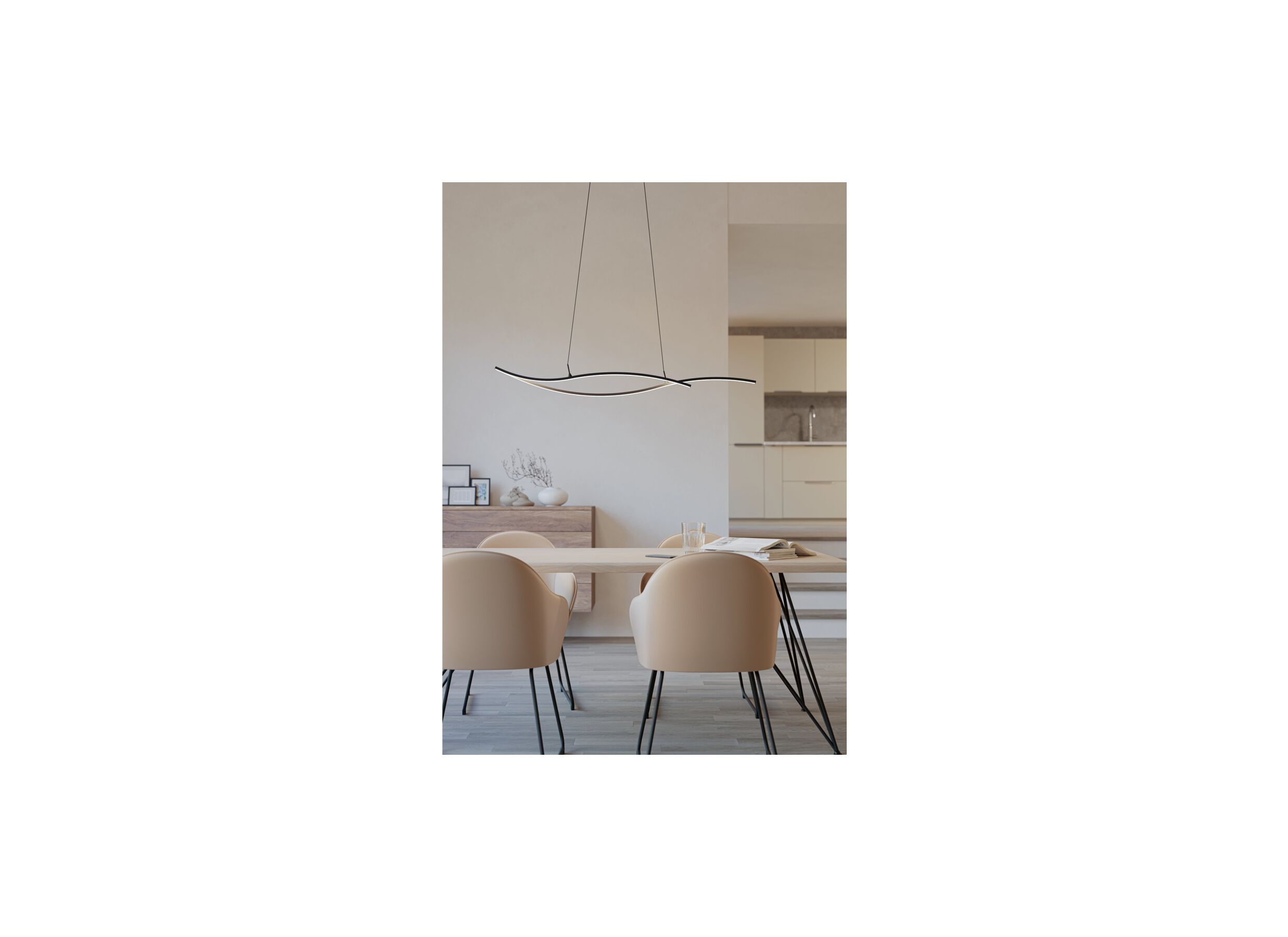 Foto ambiance - Suspension Grisolia 140x7cm 20W LED acier noir