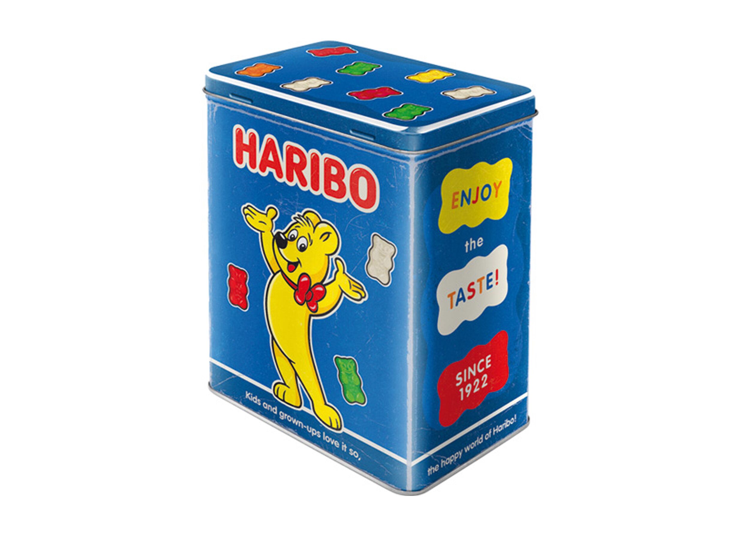 Bewaardoos HARIBO Enjoy the Taste blue 14x10x20cm - metaal - meerkleurig - Bewaardoos HARIBO Enjoy the Taste blue 14x10x20cm - metaal - meerkleurig