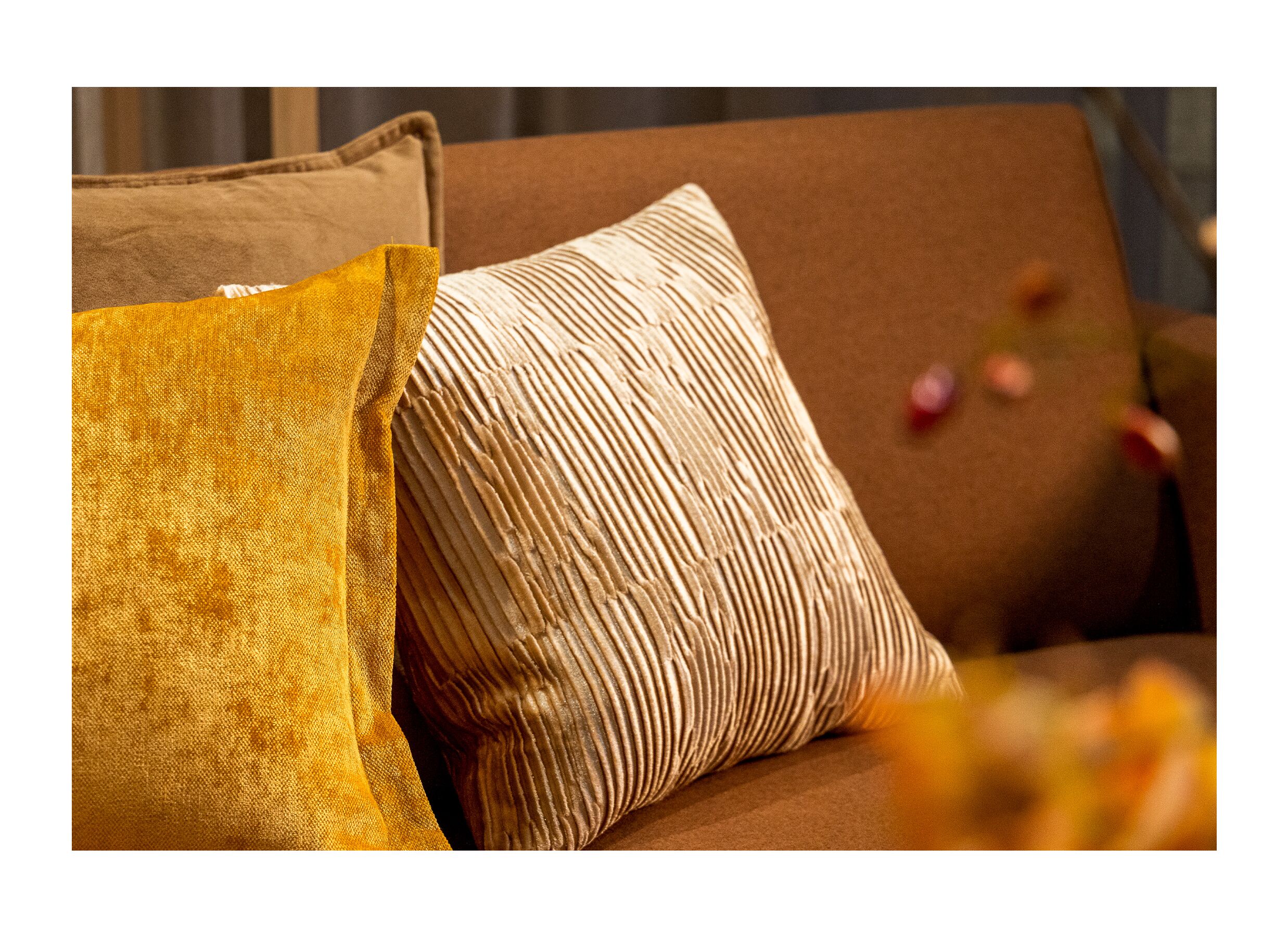 Foto ambiance - Coussin Clemence 45x45cm - tissu - almond buff