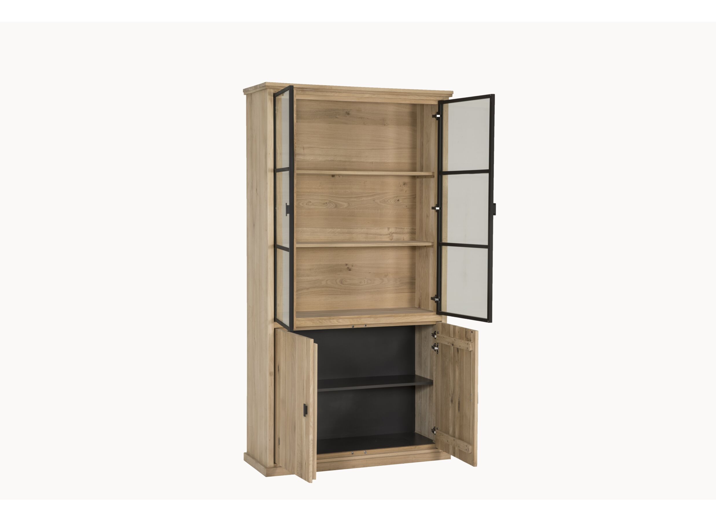 Vitrine Grimaldi 120,7cm - chêne massif - naturel