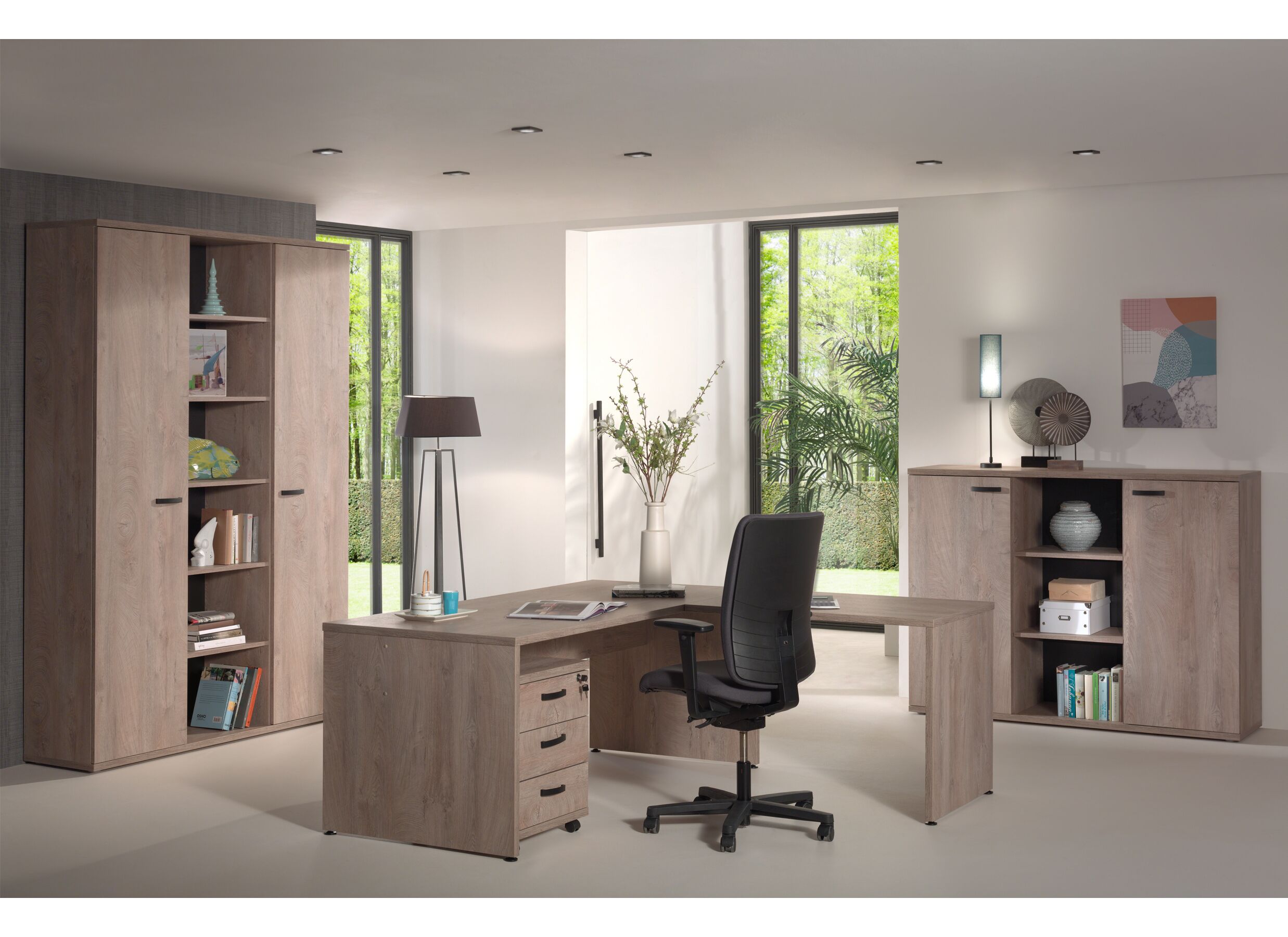 Boekenkast Rio 2 160x40x222cm - melamine - humus eik