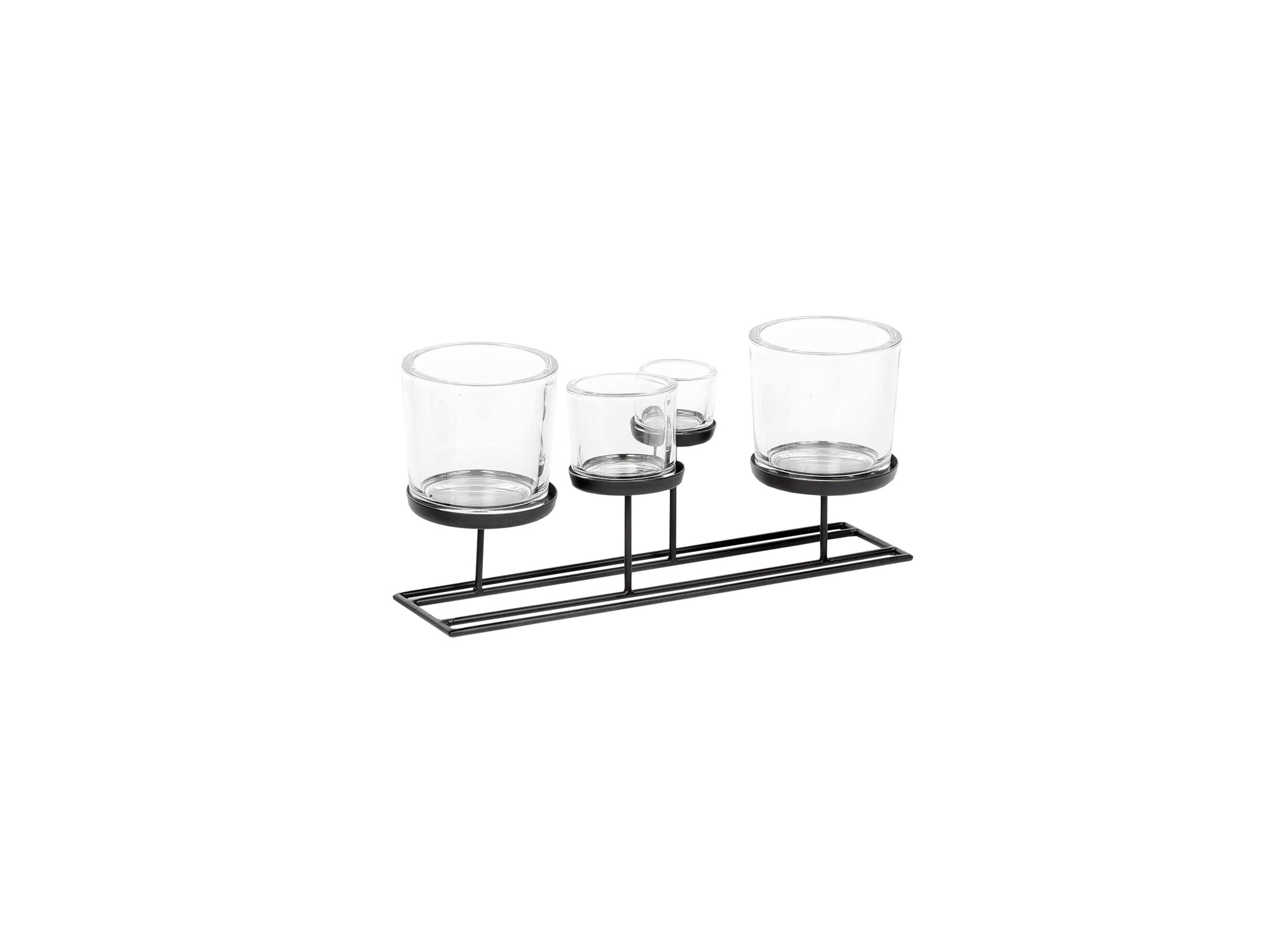 Kaarsenhouder Lincoln B45cm - metaal & glas - zwart - Porte-bougie Lincoln B45cm - métal & verre - noir