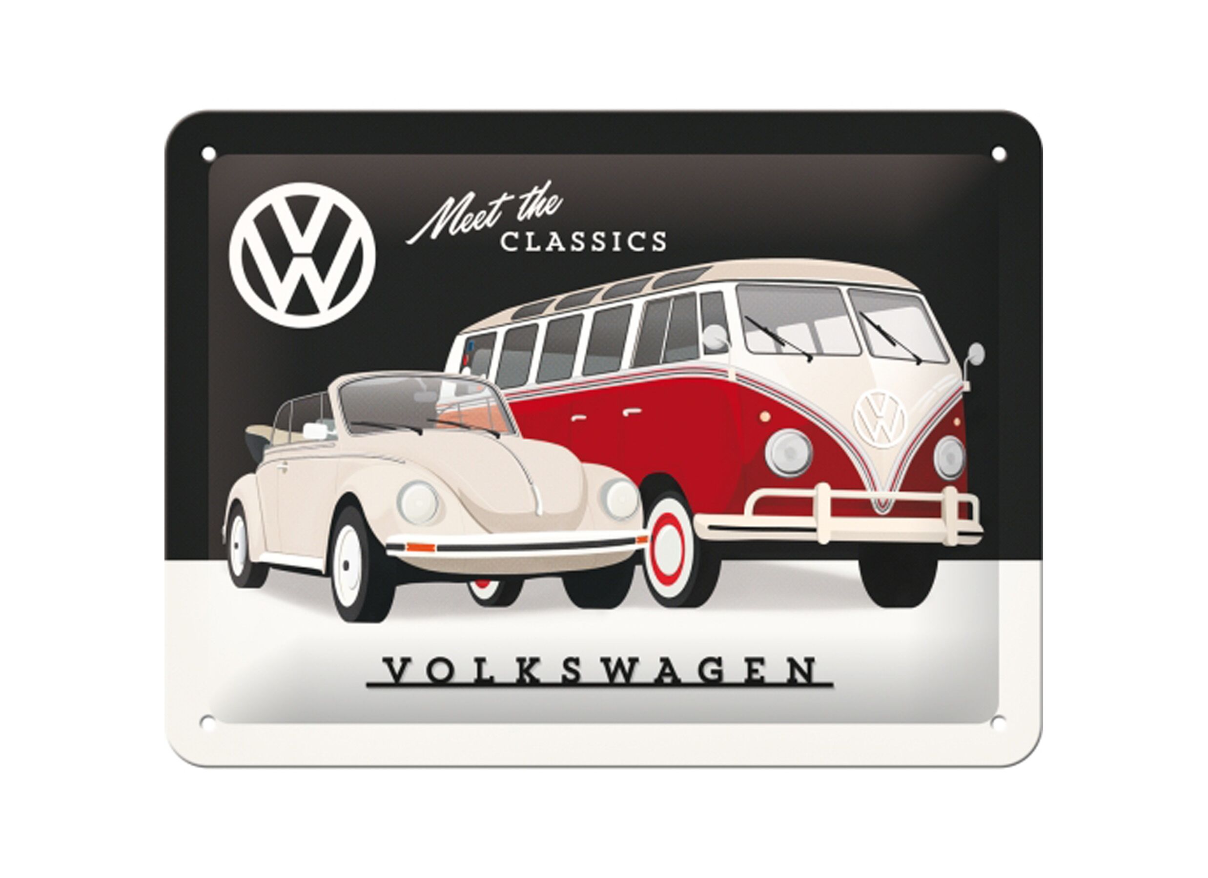 Plakkaat VW Meet the classics 15x20cm - metaal - meerkleurig - Plakkaat VW Meet the classics 15x20cm - metaal - meerkleurig