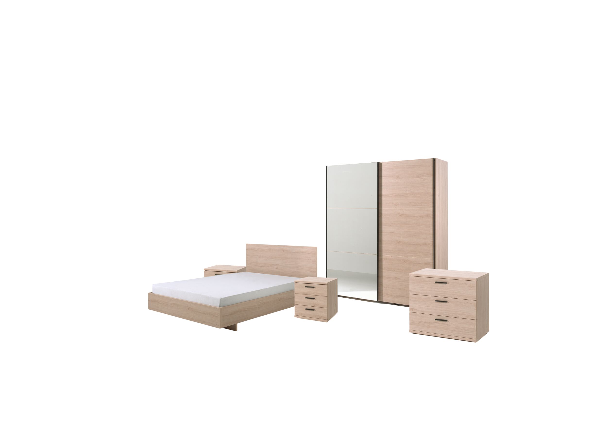 Photo ensemble - Armoire à portes coulissantes Hanna 200cm - décor - chêne d'été