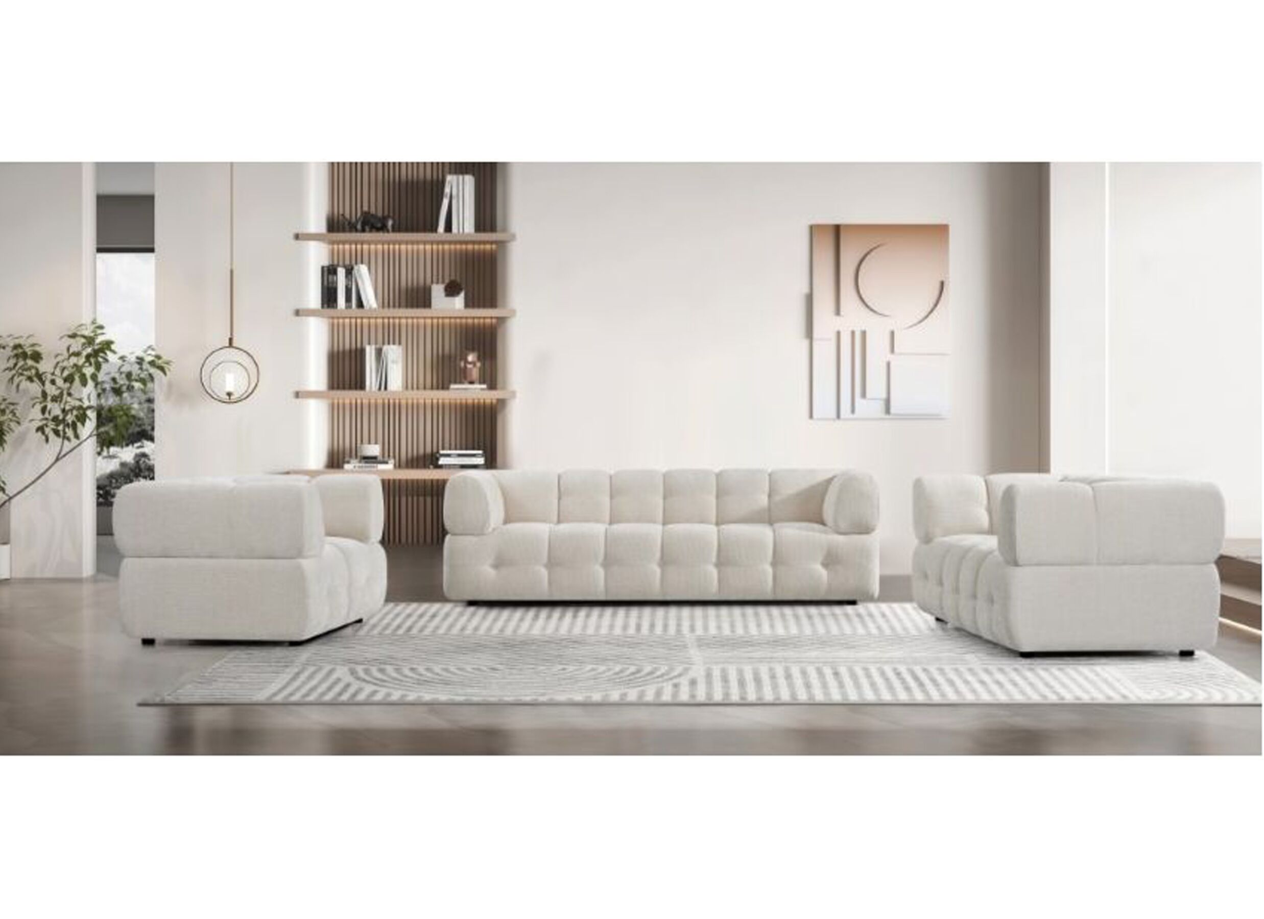 Foto ambiance - Canapé Tortuga 3 places - tissu - beige