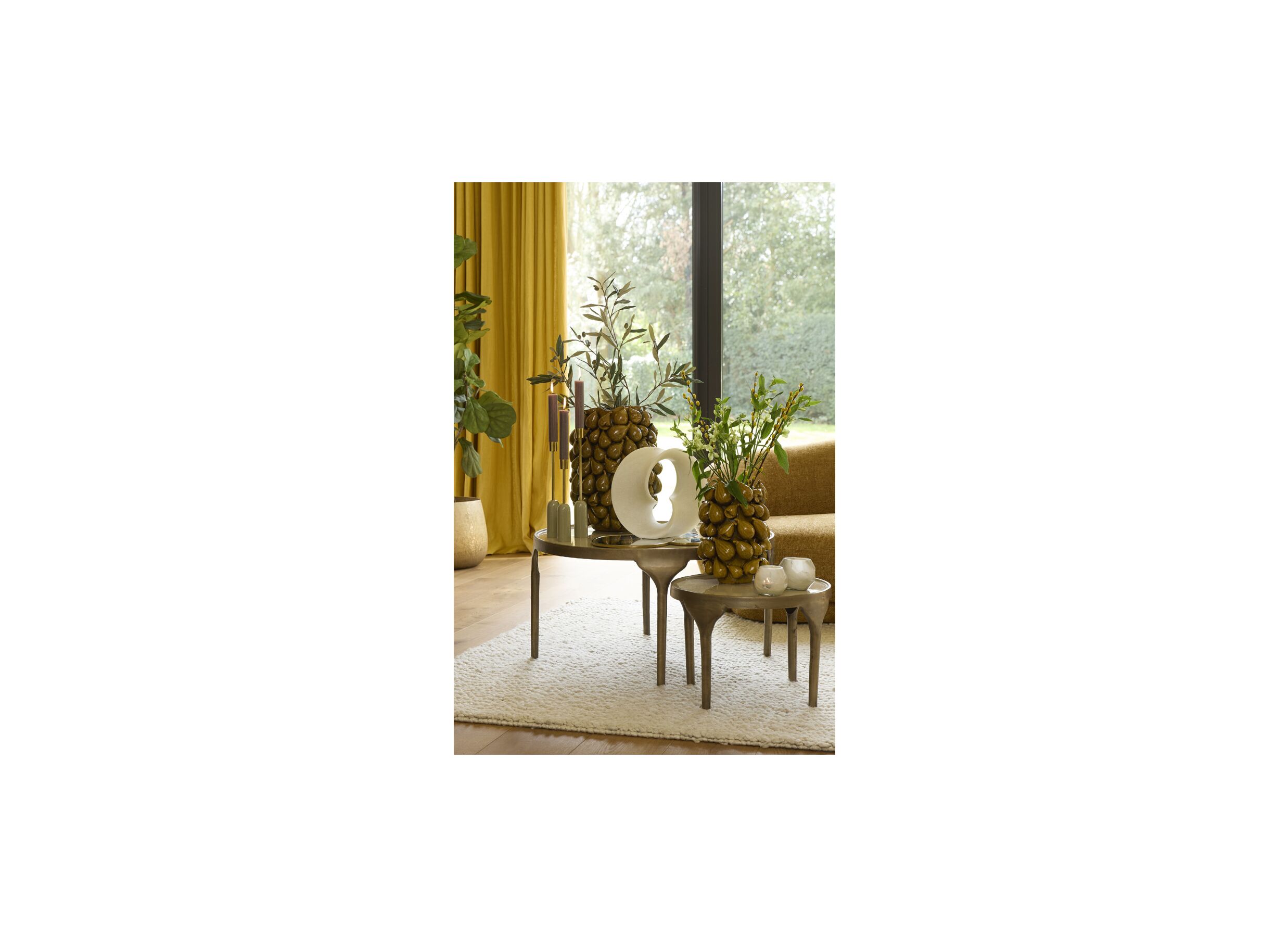 Foto ambiance - Vase Natalia H32,5cm - céramique - jaune/brun