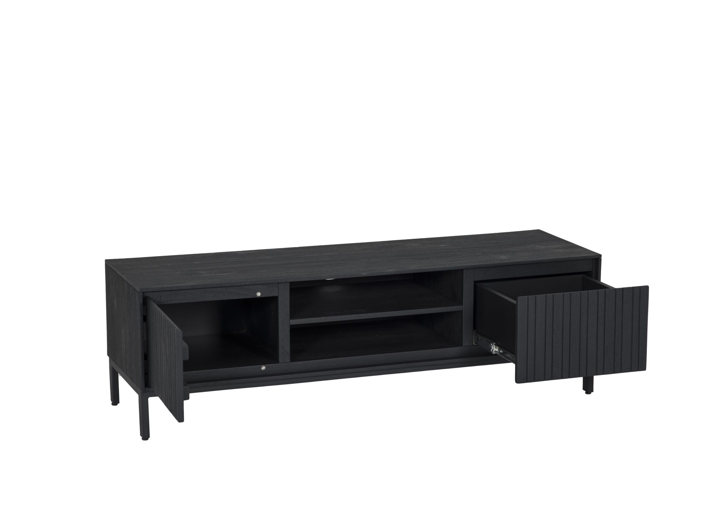 Tv-meubel Aquilano 145cm - acacia massief - zwart
