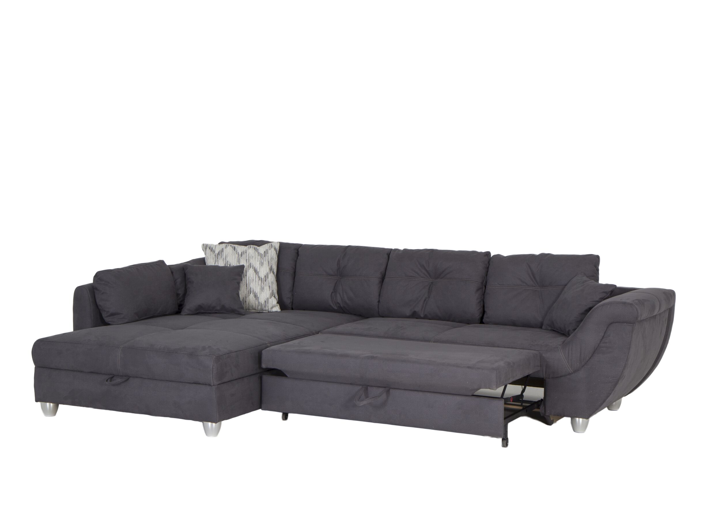 Disposition - Canapé d'angle Maranello tissu gris avec fonction lit