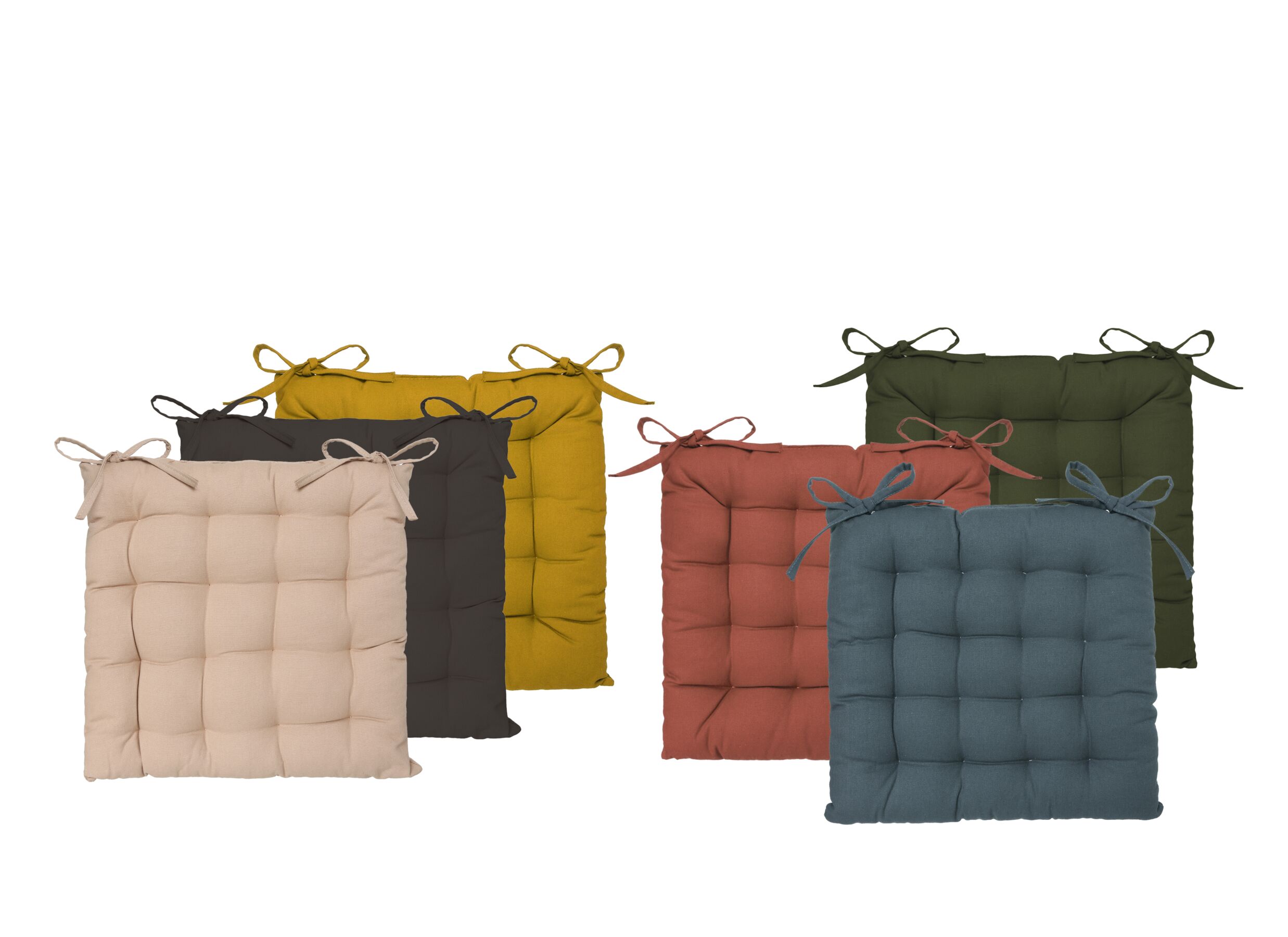 Photo ensemble - Coussin de chaise 38x38cm terracotta