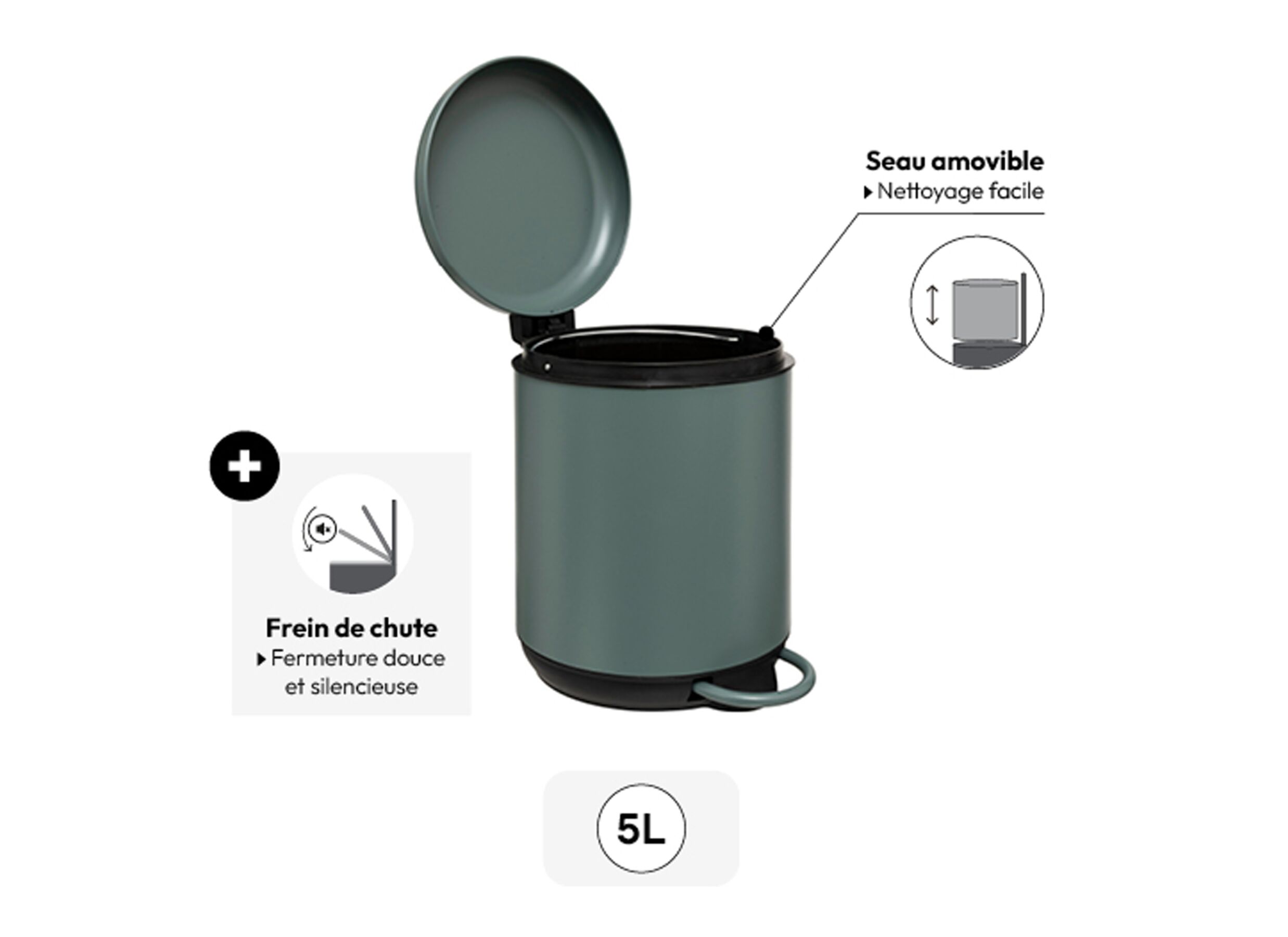 Opstelling - Pedaalemmer Duo 5L - metaal & kunststof - ficus