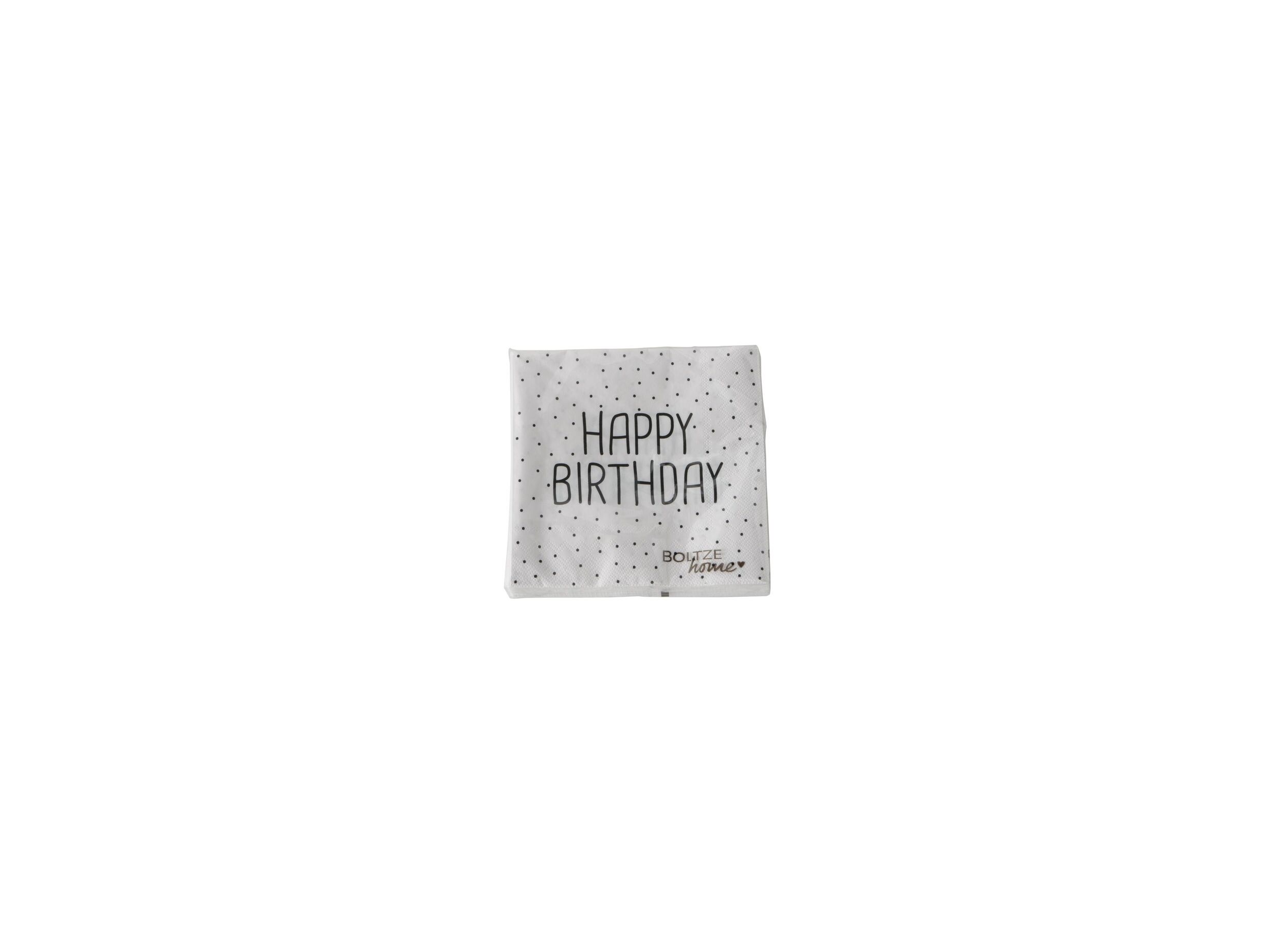 Overzichtsfoto - Serviette Birthday 17x17cm wit 20 stuks