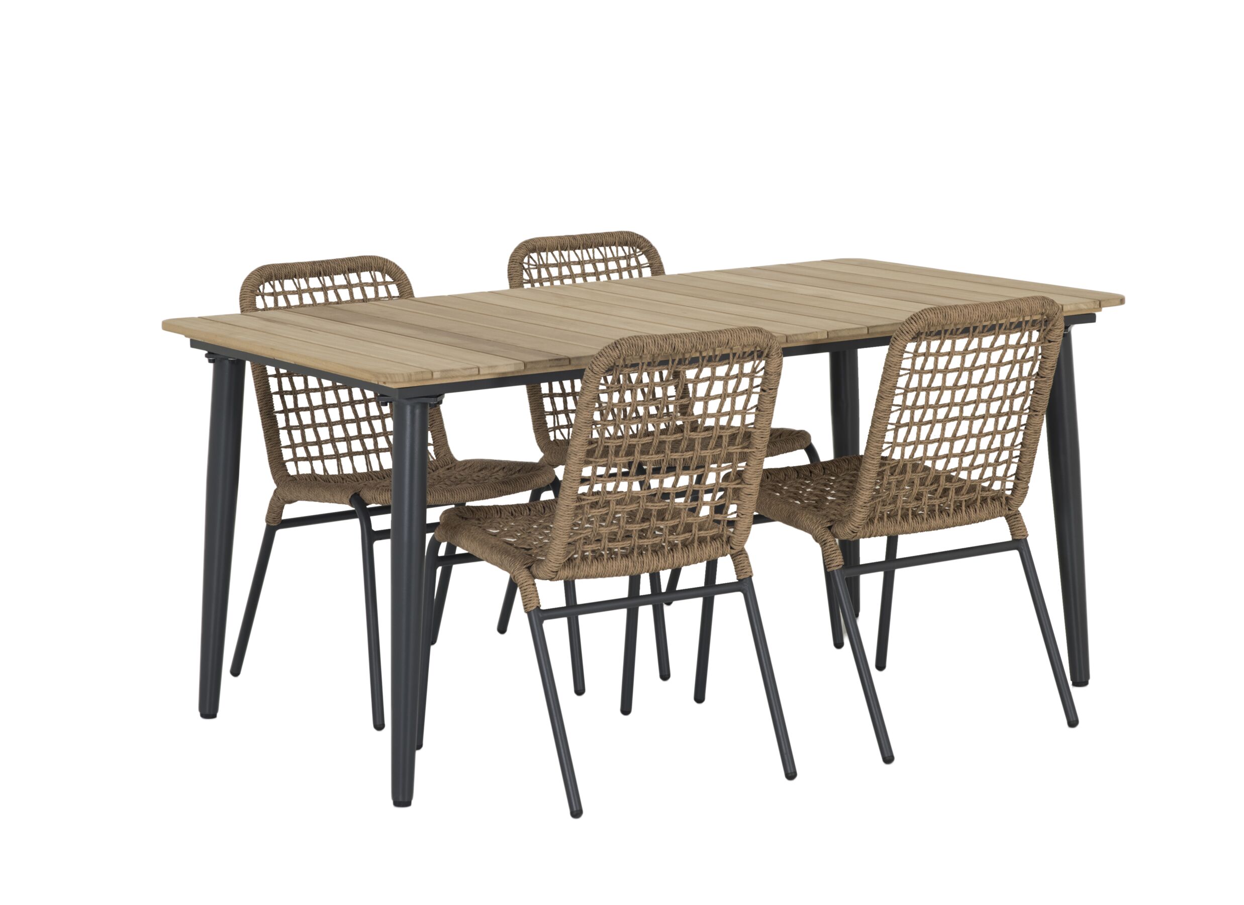 Photo ensemble - Table Brisk 160x90cm - teck massif & aluminium - naturel