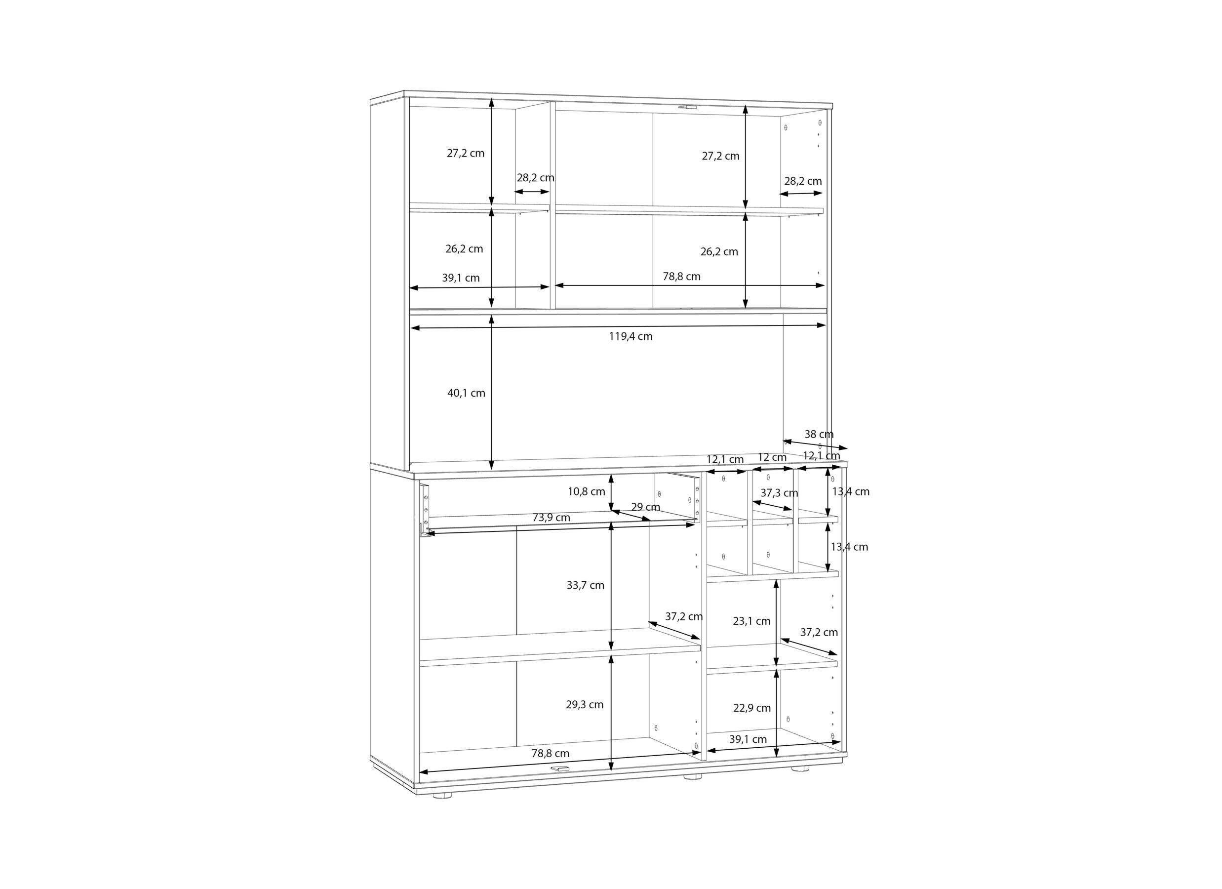 Afmetingen - Keukenkast Mantek 120cm - decor - riva eik/zwart