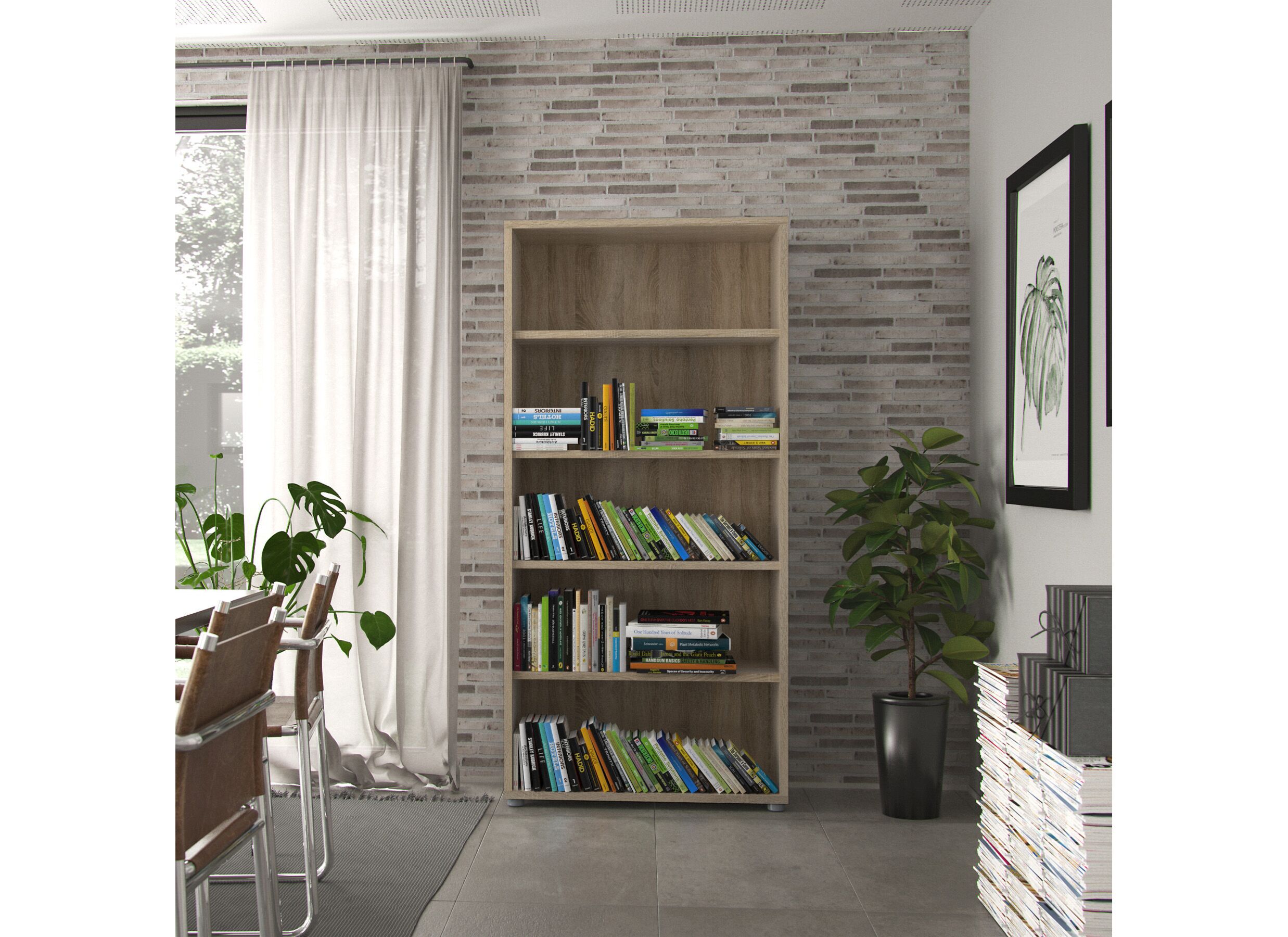 Sfeerfoto - Boekenrek Prima 89x40x186cm - decor - eik