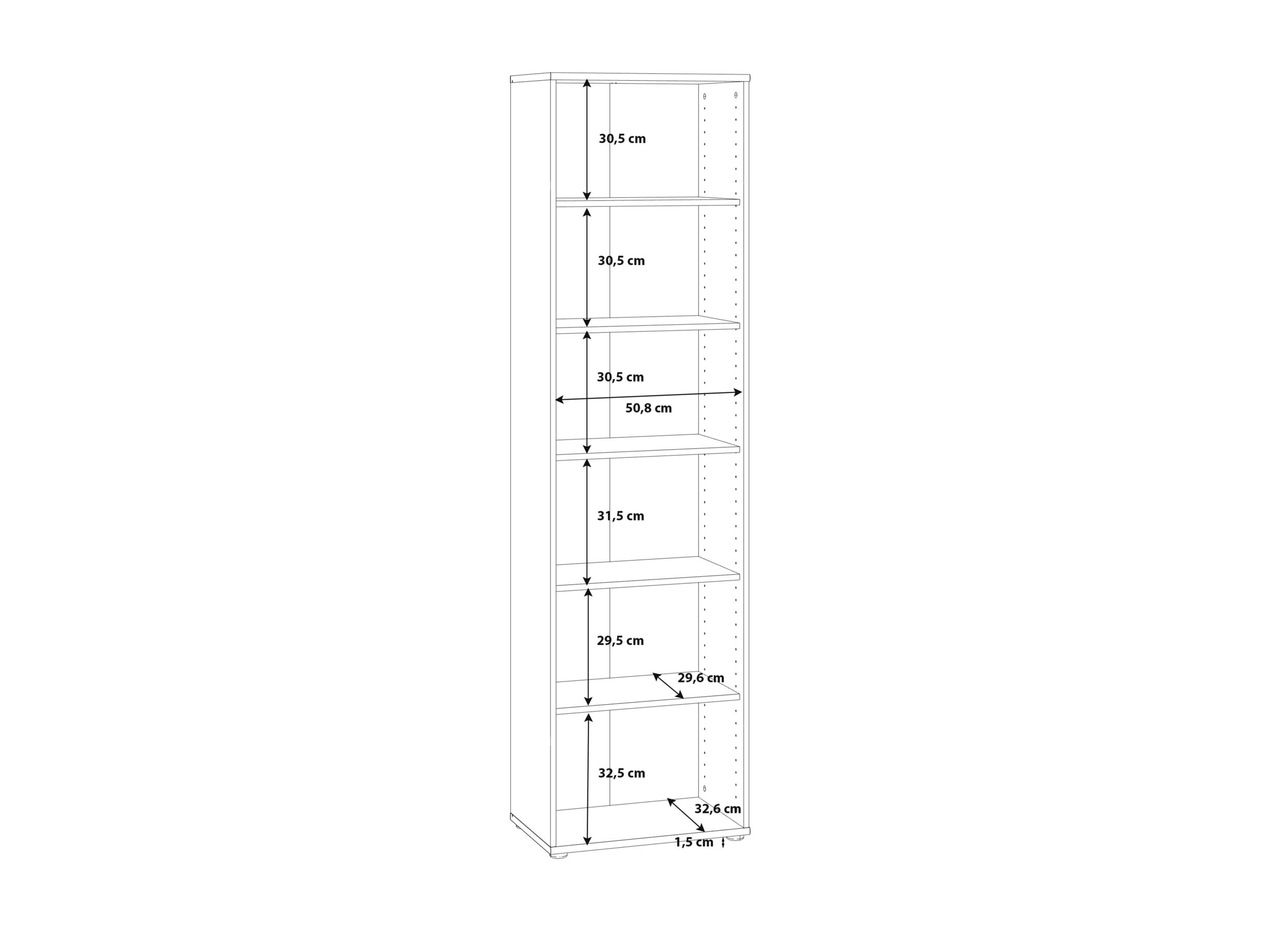 Dimensions - Bibliothèque Topic 54x35x198cm - décor - blanc