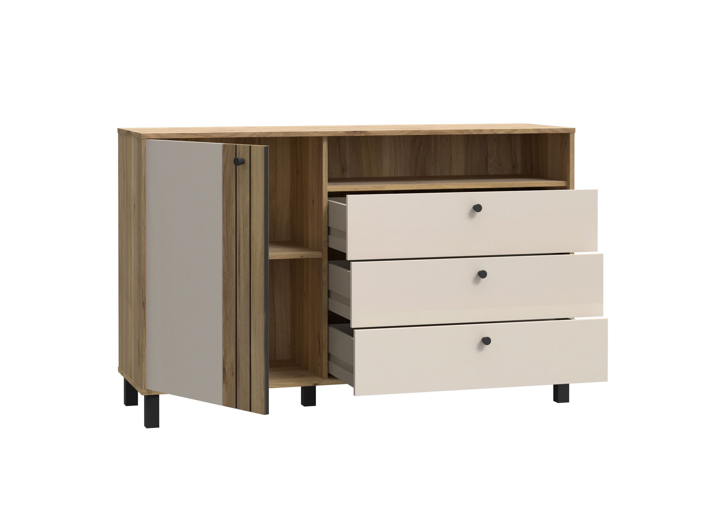 Indeling - Dressoir Killarney 138x42x87cm - decor - mauvela oak/sand