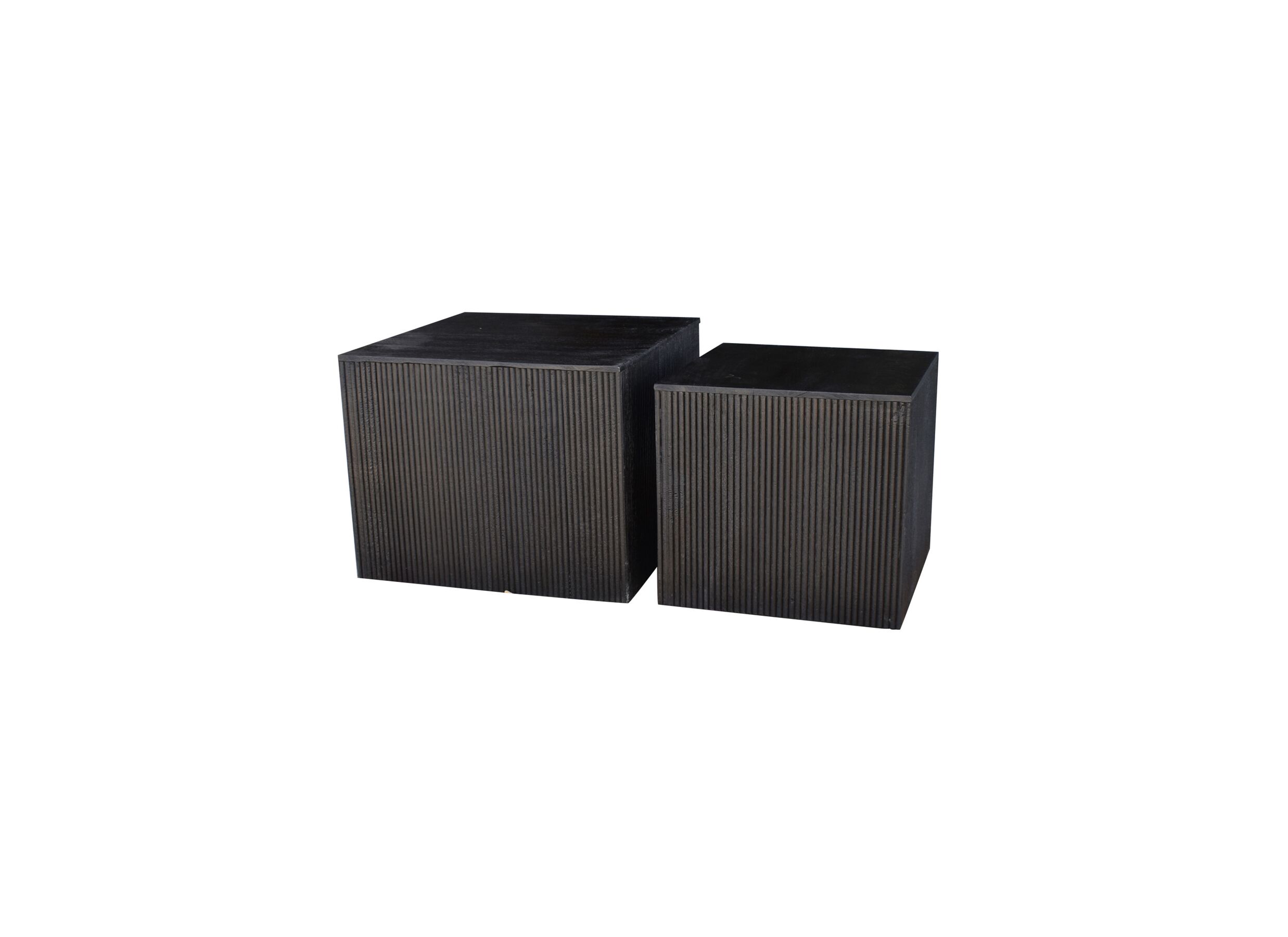 Table basse Davide bois massif carré noir lot de 2 - Table basse Davide 50x50cm - bois massif - noir