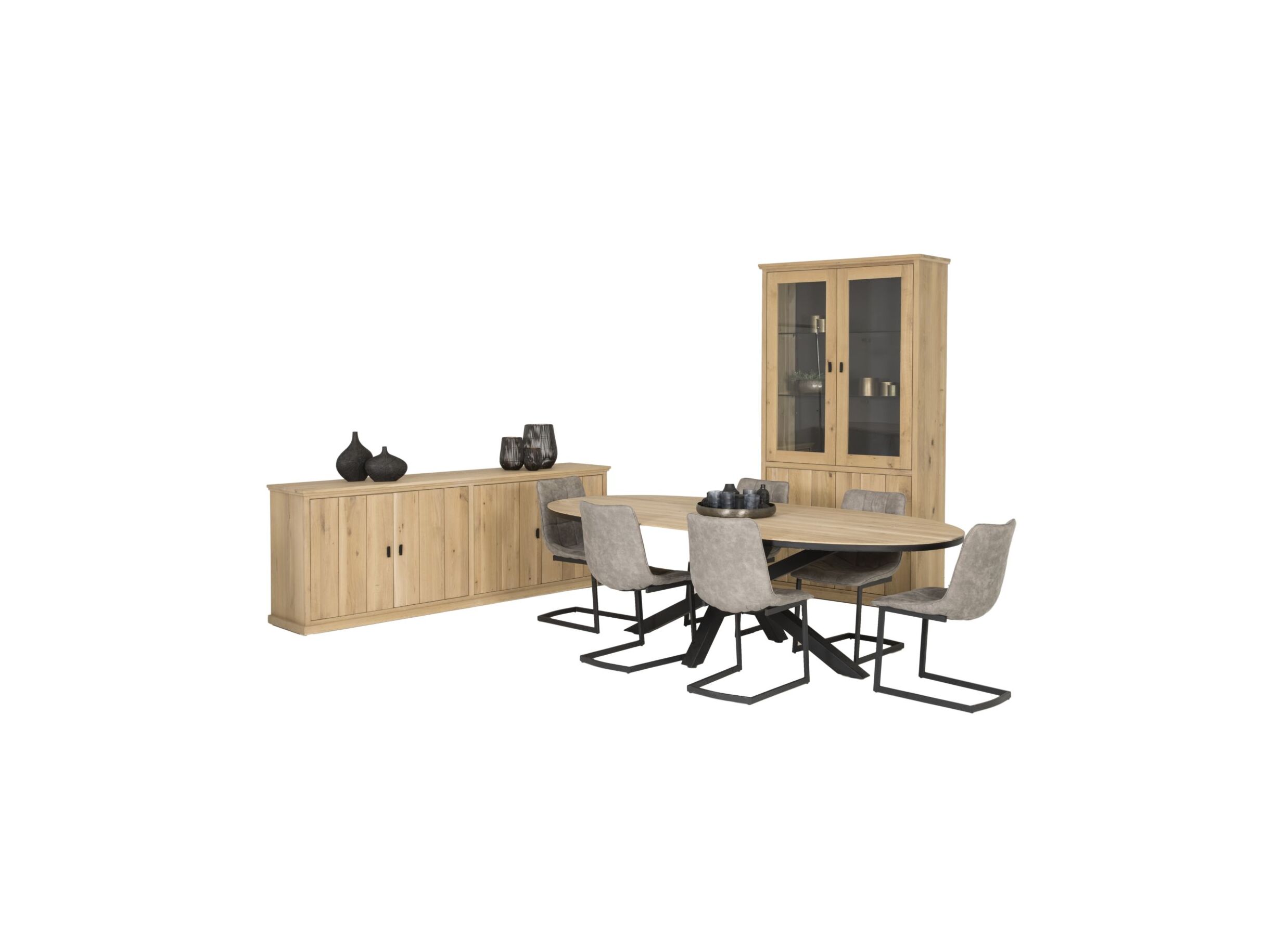 Vitrine Grimaldi 120cm - chêne massif - naturel