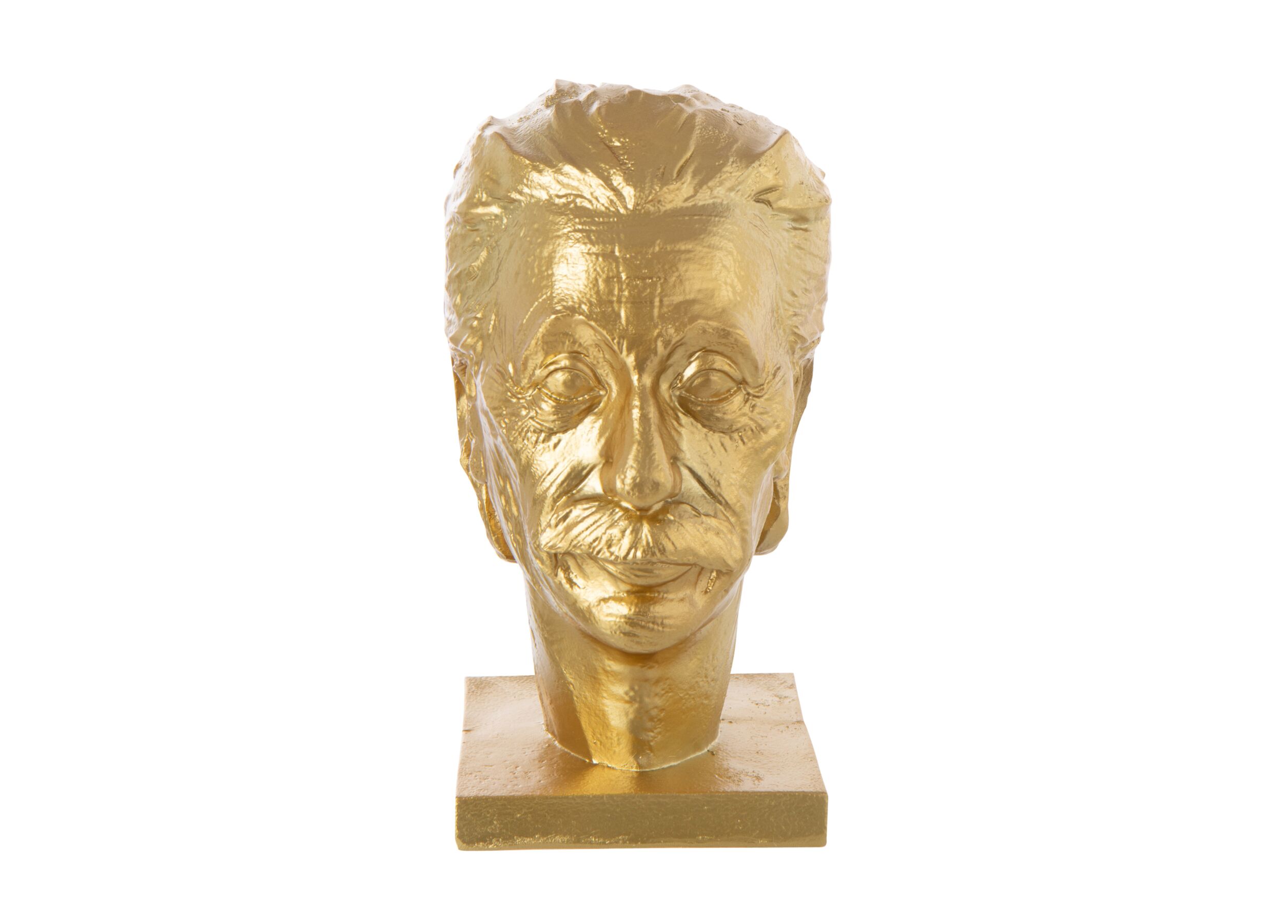 Overzichtsfoto - Beeldje Einstein 14,5x18x25,6cm - kalk - goud
