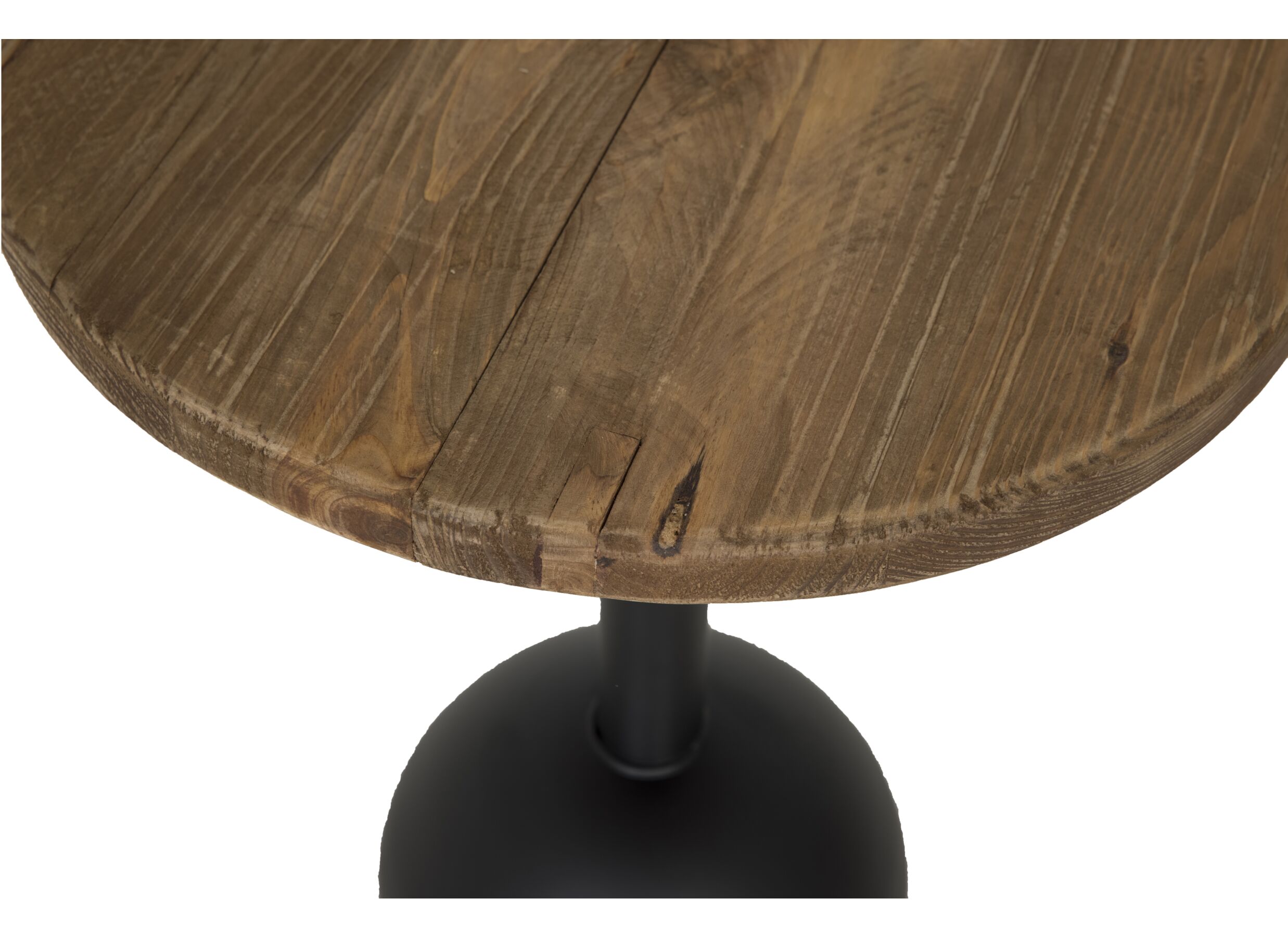 Detailfoto - Bijzettafel Navarino Ø45cm - gerecycleerd den massief & ijzer - naturel/zwart