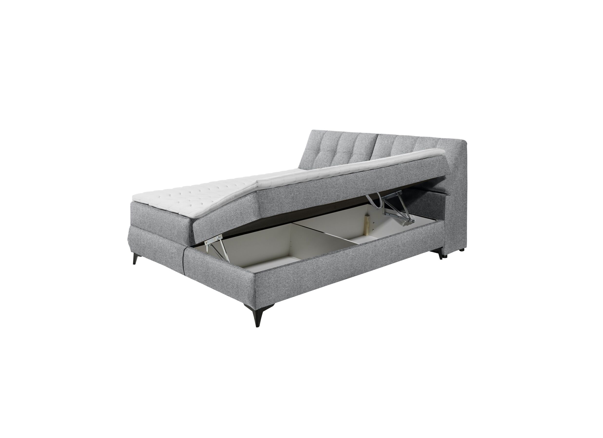 Disposition - Lit box Atlantis 180x200cm avec rangement tissu gris