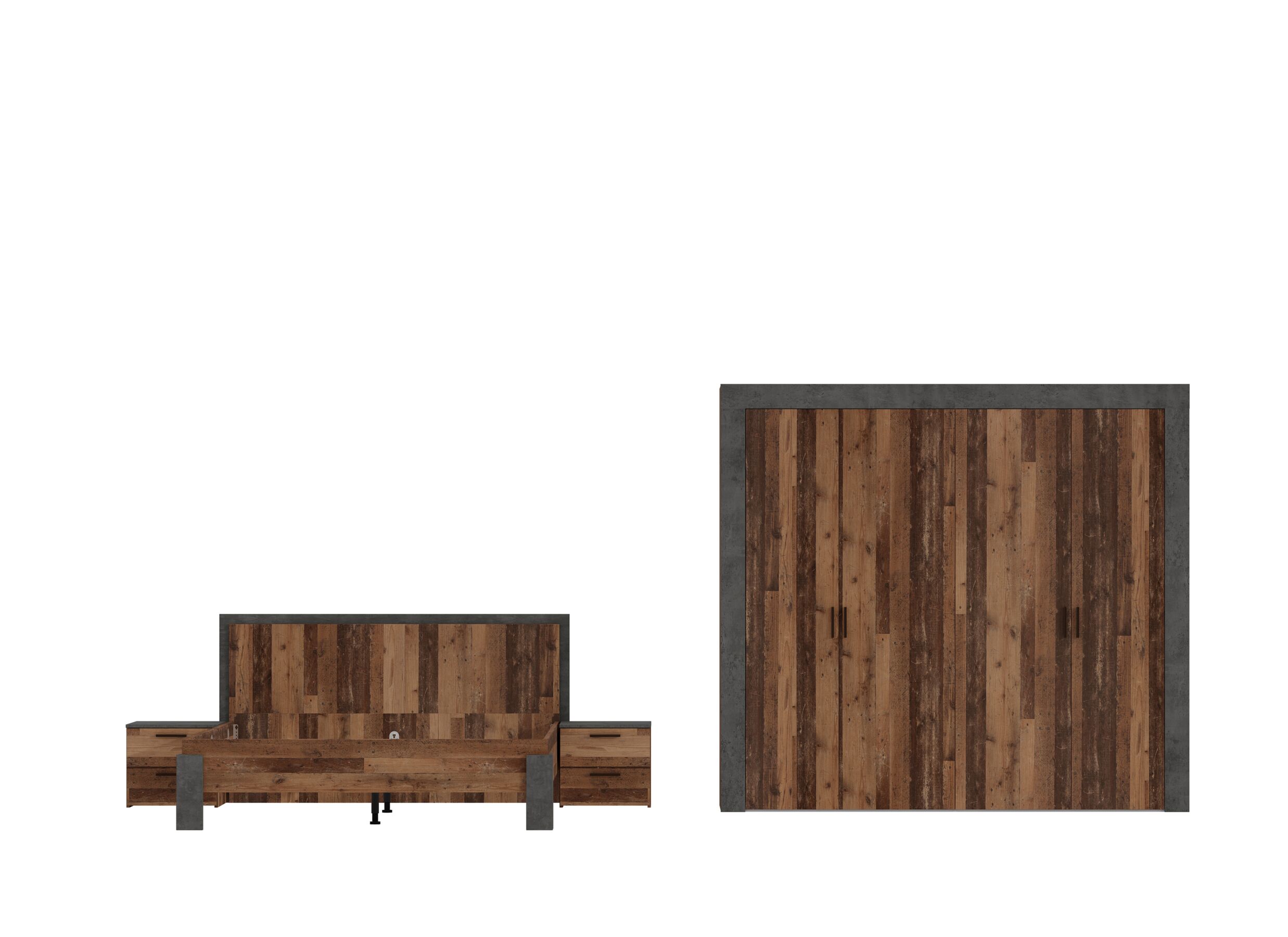 Chambre à coucher avec lit 160x200cm - armoire 230cm - Chambre à coucher Attaylar avec lit 160x200cm - armoire 230cm