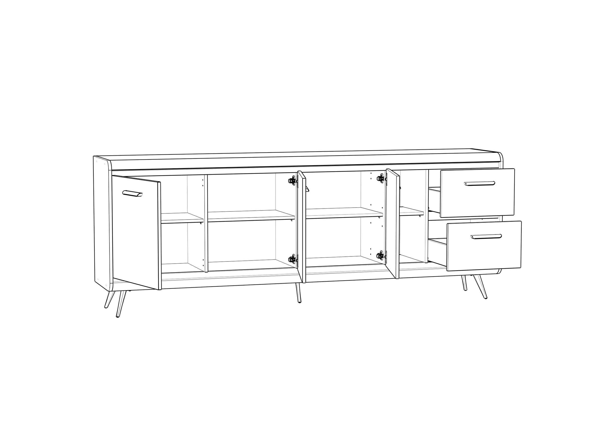 Disposition - Buffet Piazza 212cm - décor - brushed sand oak nature