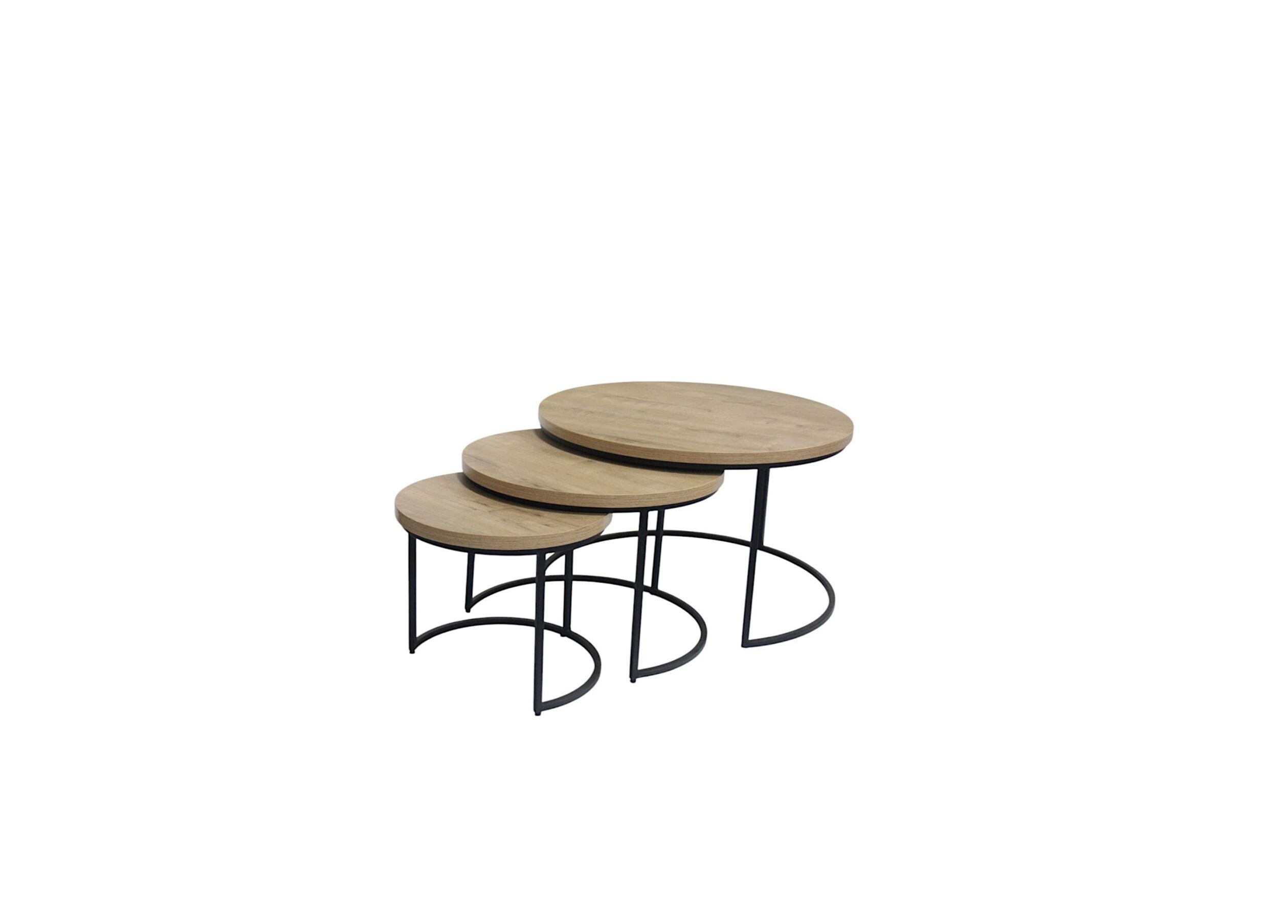Hoofdfoto - Bijzettafel Cronos Ø80cm - decor eik - naturel - set van 3