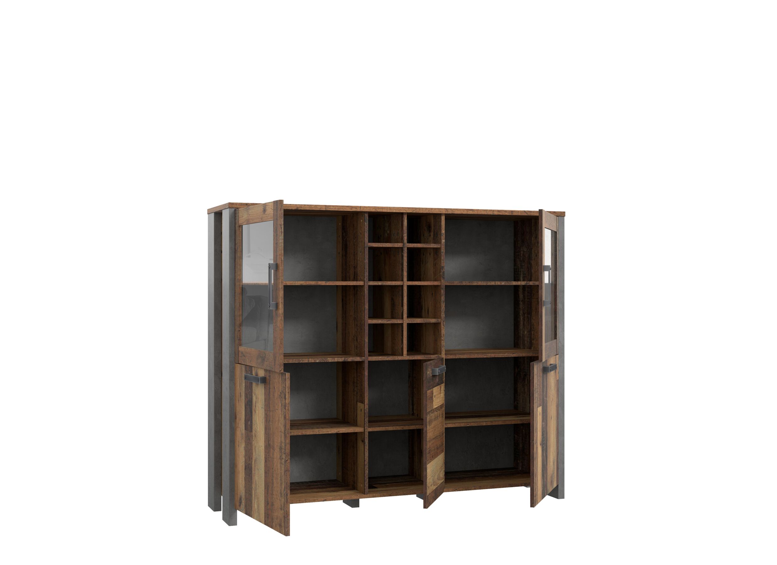 Vitrinekast Clif 151cm - decor - old wood/beton
