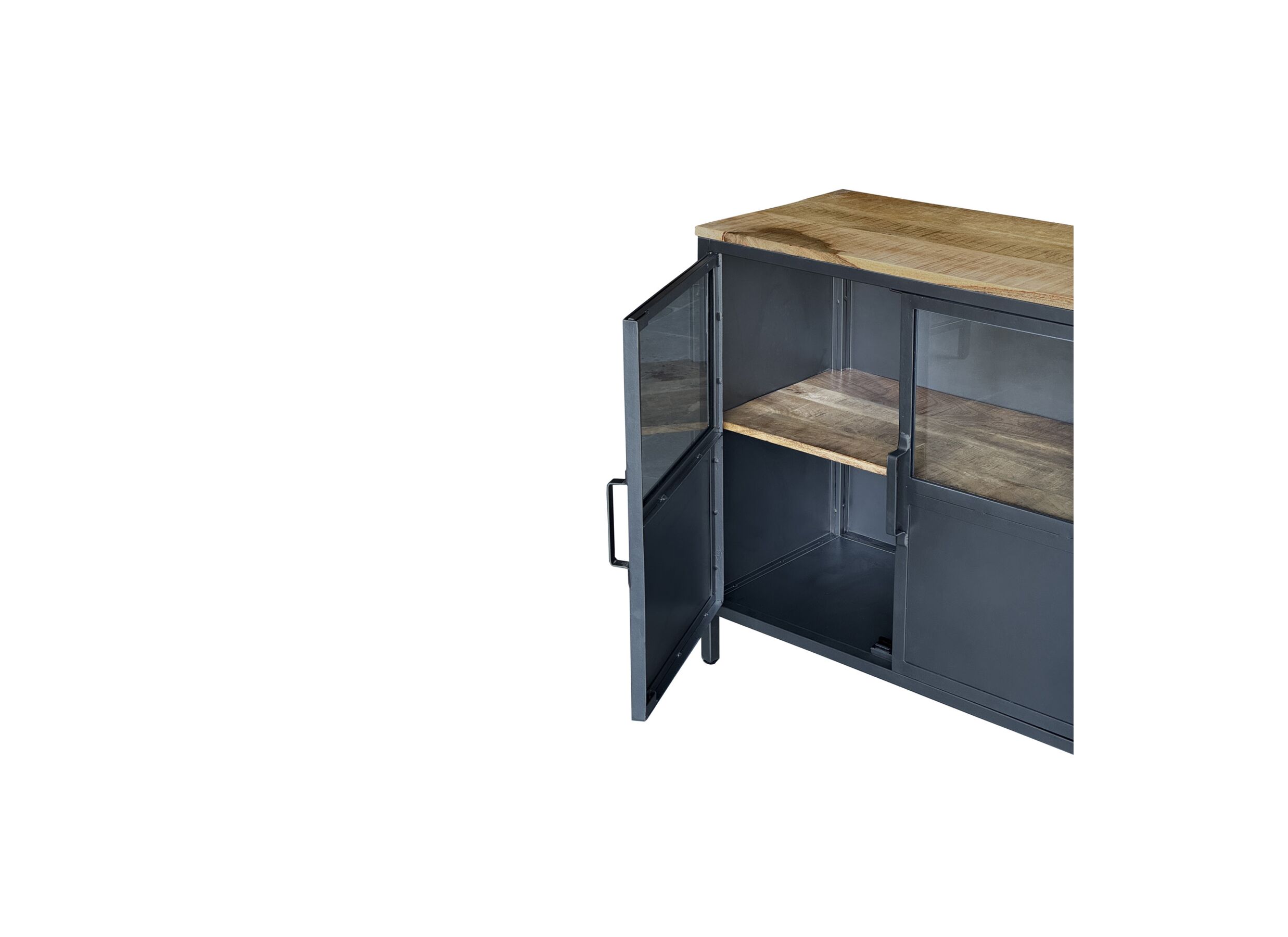 Detail - Buffet Titano 180cm - fer & manguier massif - gris & naturel