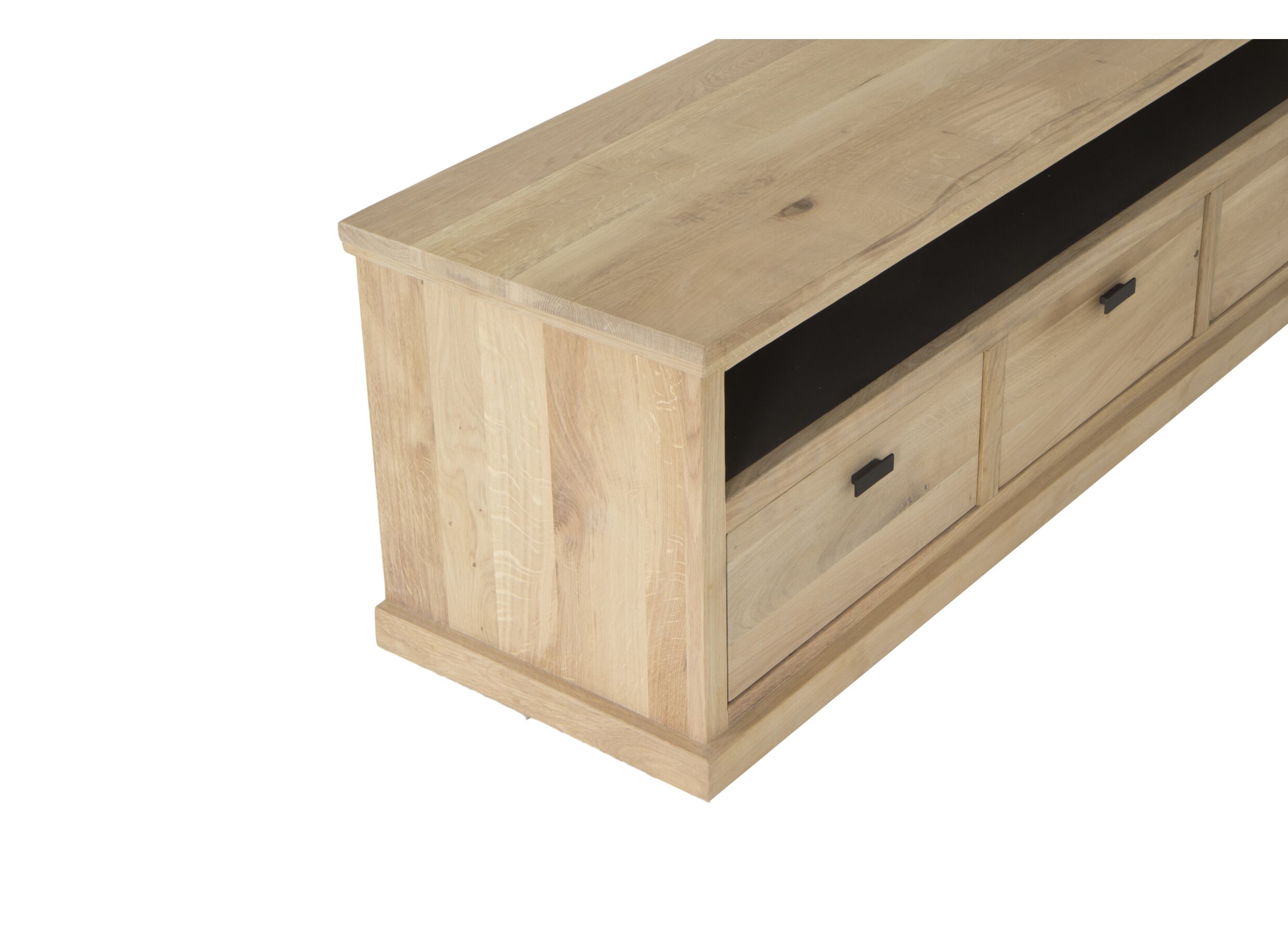 Meuble TV Grimaldi 160cm - chêne massif & décor - naturel