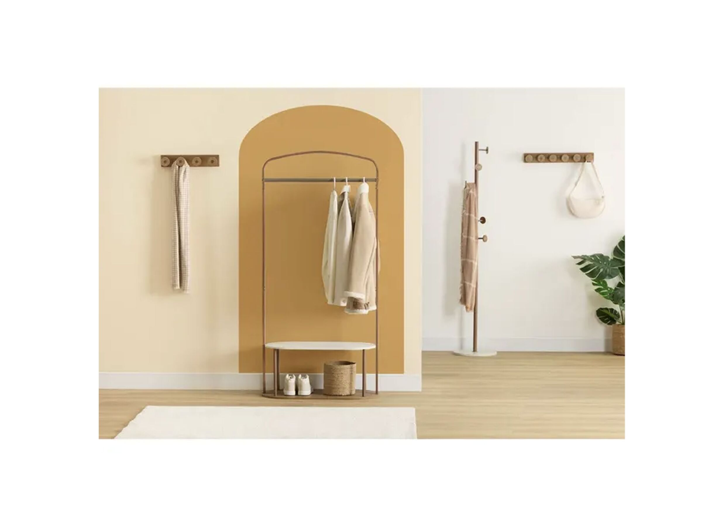 Foto ambiance - Portemanteau Come H175cm - acier & composite de quartz - marron