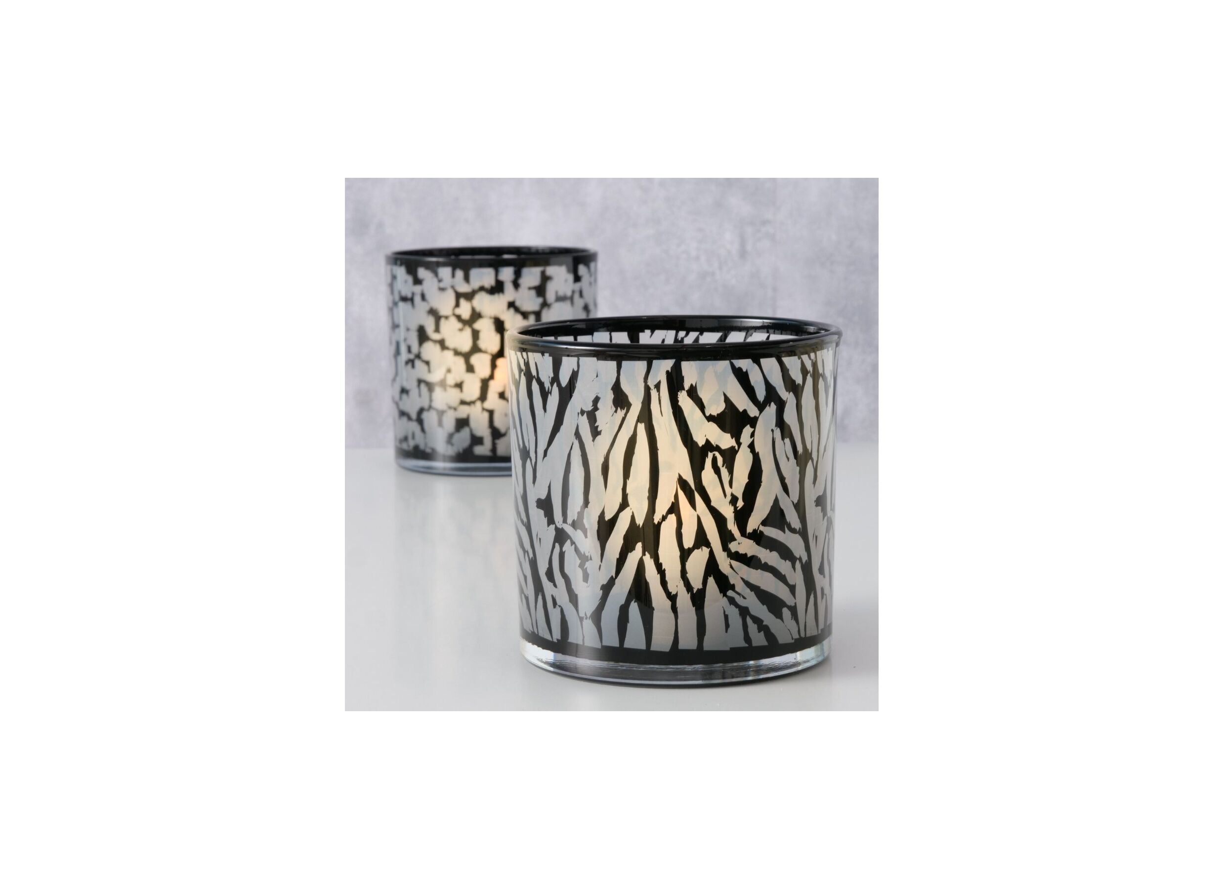 Foto ambiance - Porte-bougie Thato H15cm - verre - beige/noir